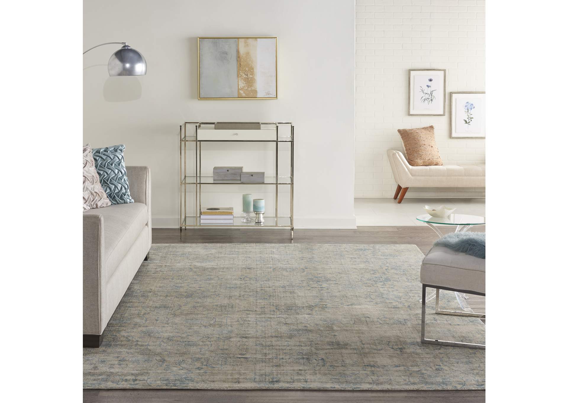 kathy ireland Home Desert Skies DSK06 Beige and Blue 8'x11' Oversized Rug,Nourison