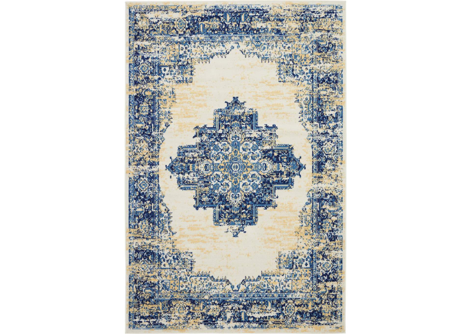 Nourison Grafix GRF14 White and Blue 6'x9' Area Rug,Nourison