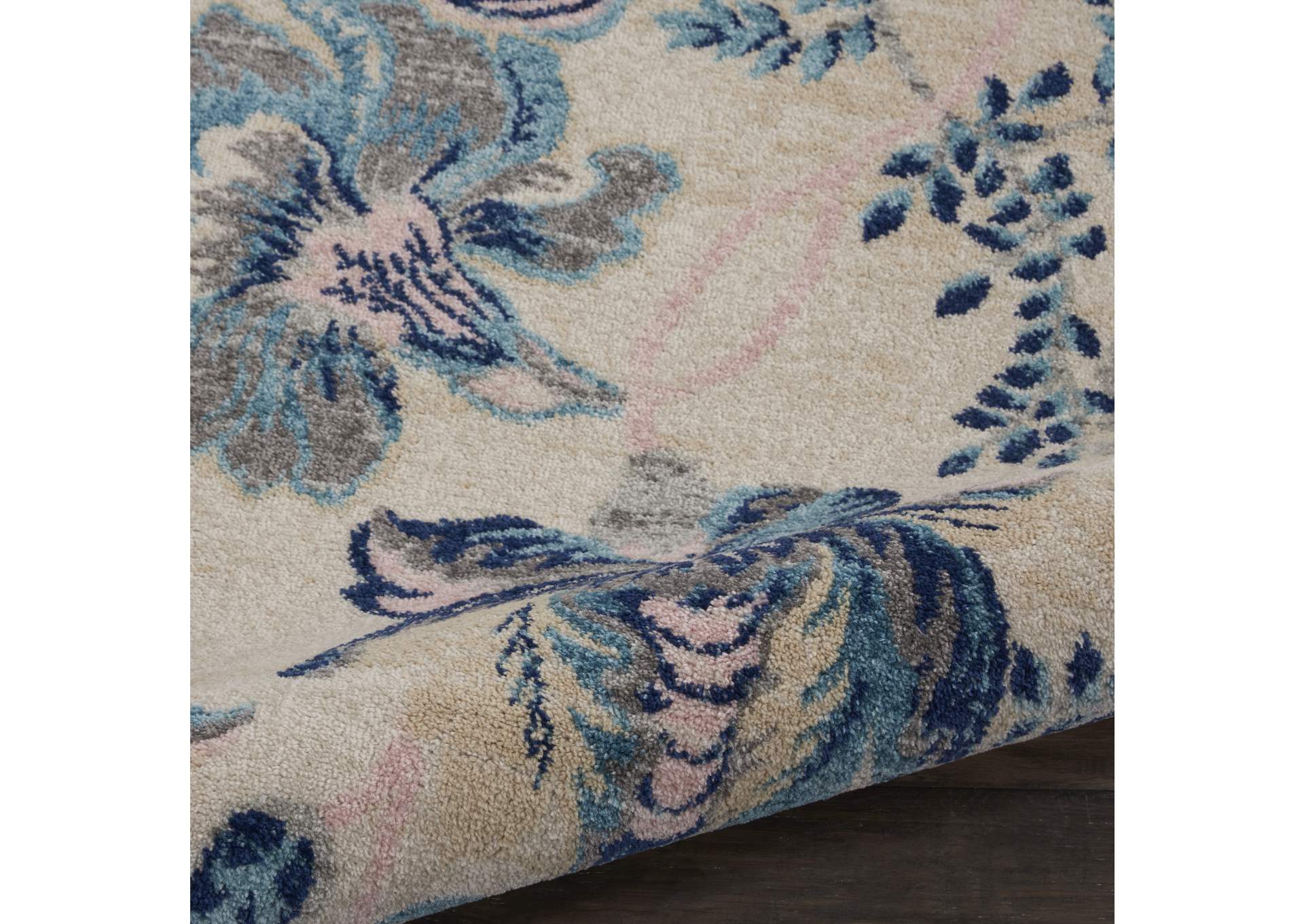 Nourison Tranquil TRA02 Blue and White 5' Round French Country Area Rug,Nourison