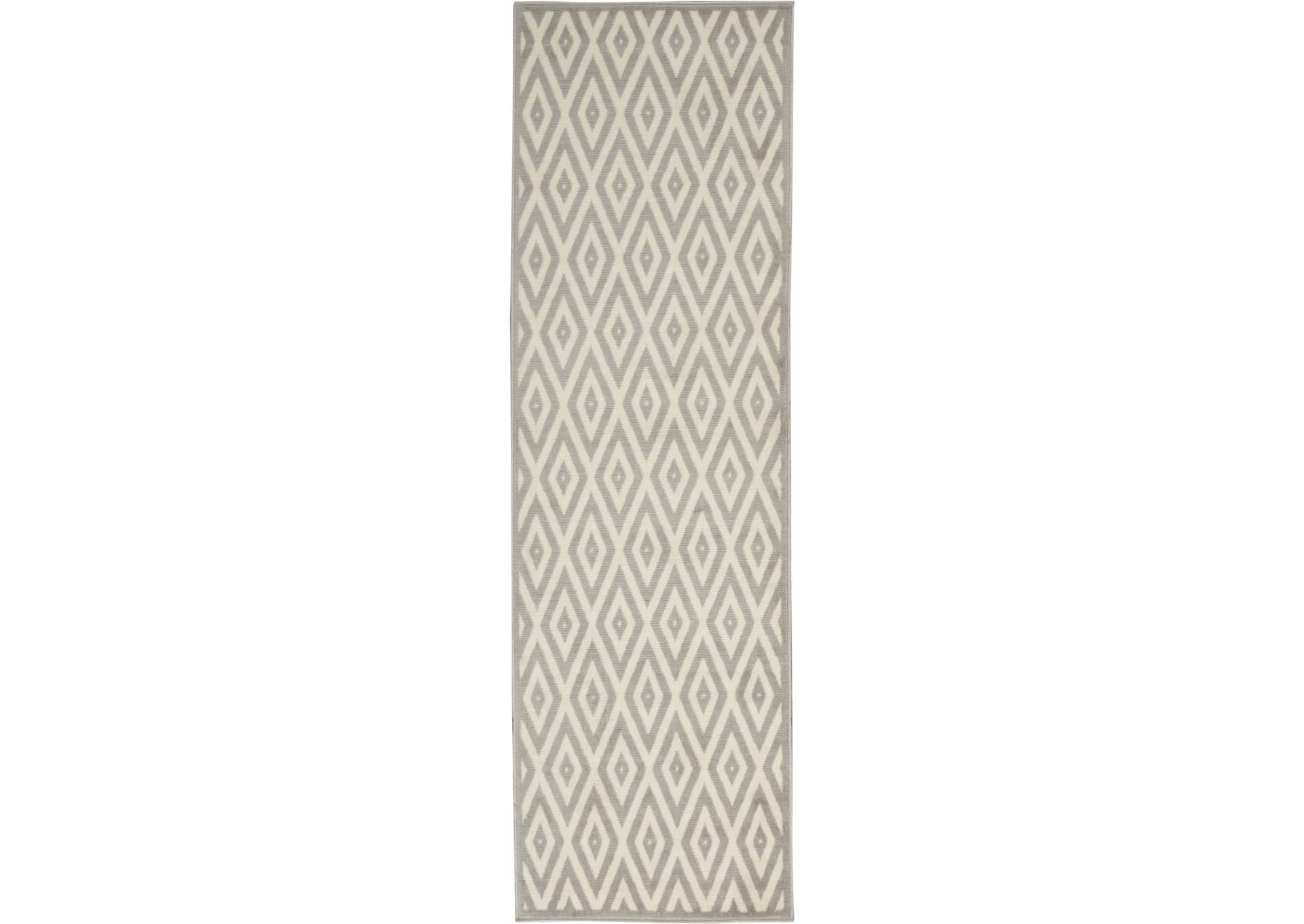 Nourison Grafix GRF18 Grey and White 8' Runner Hallway Rug,Nourison