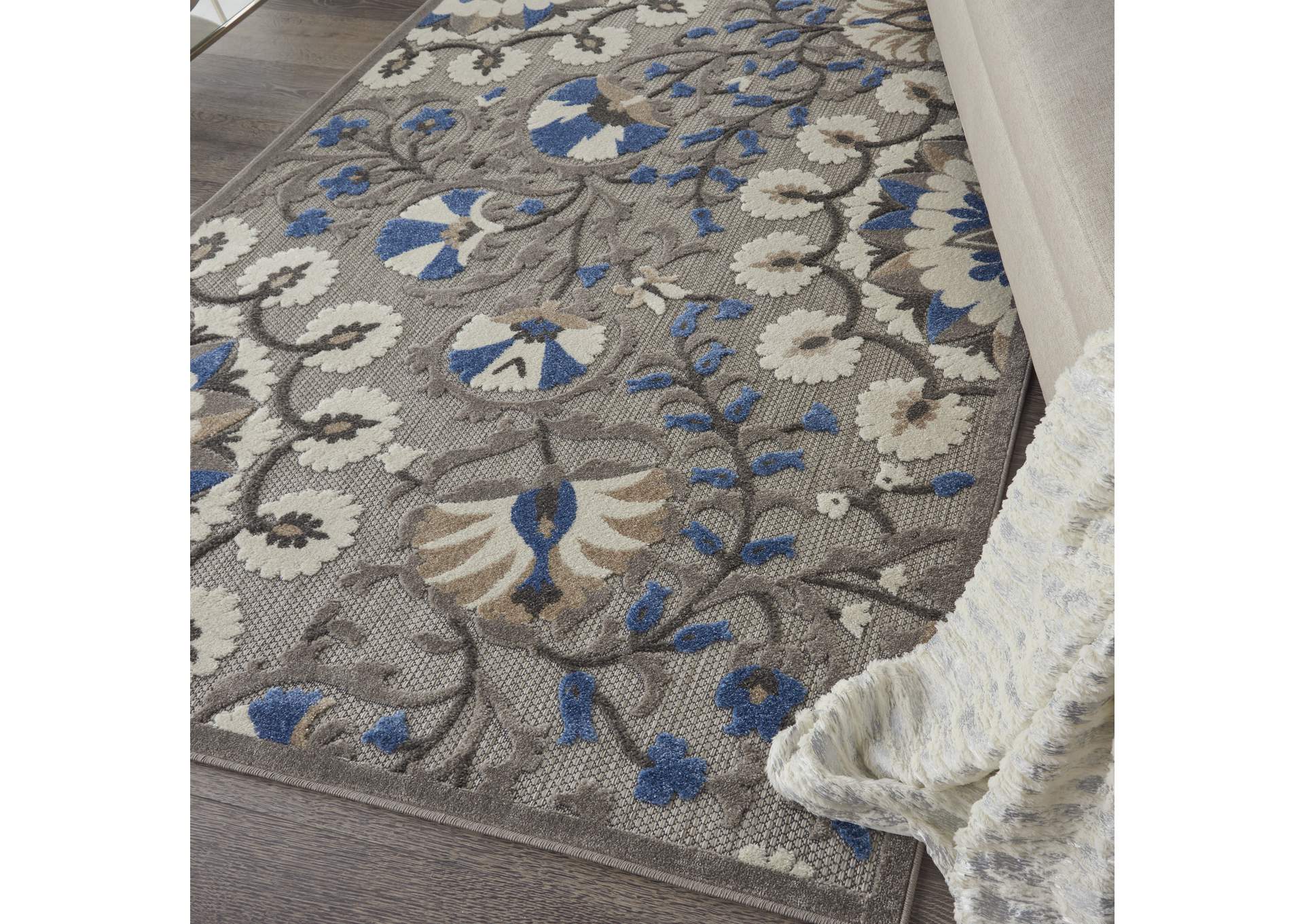 Nourison Aloha 4'x6' Grey Patio Area Rug,Nourison