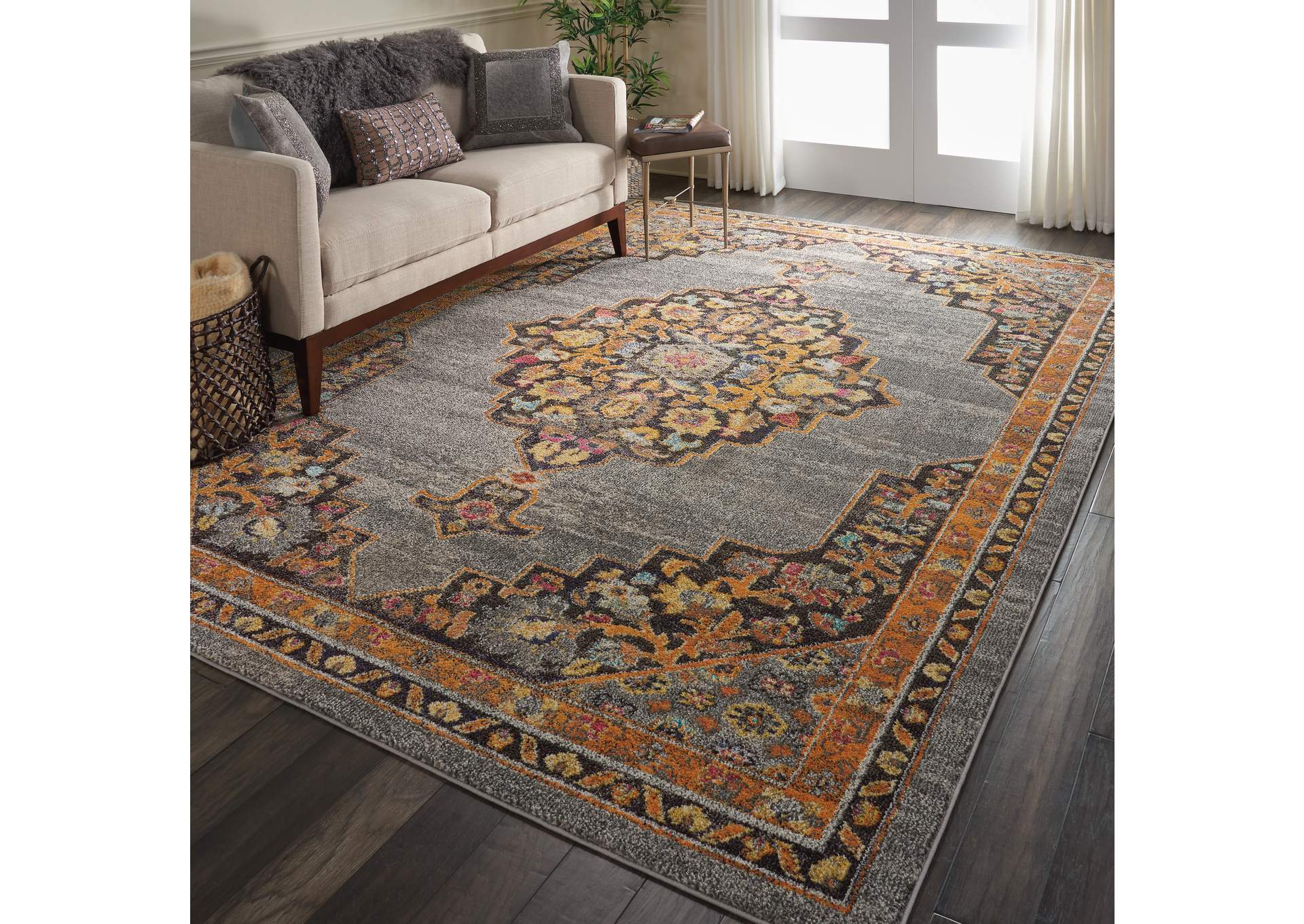 Nourison Passionate PST01 Grey Multicolor 8'x10' Large Rug,Nourison