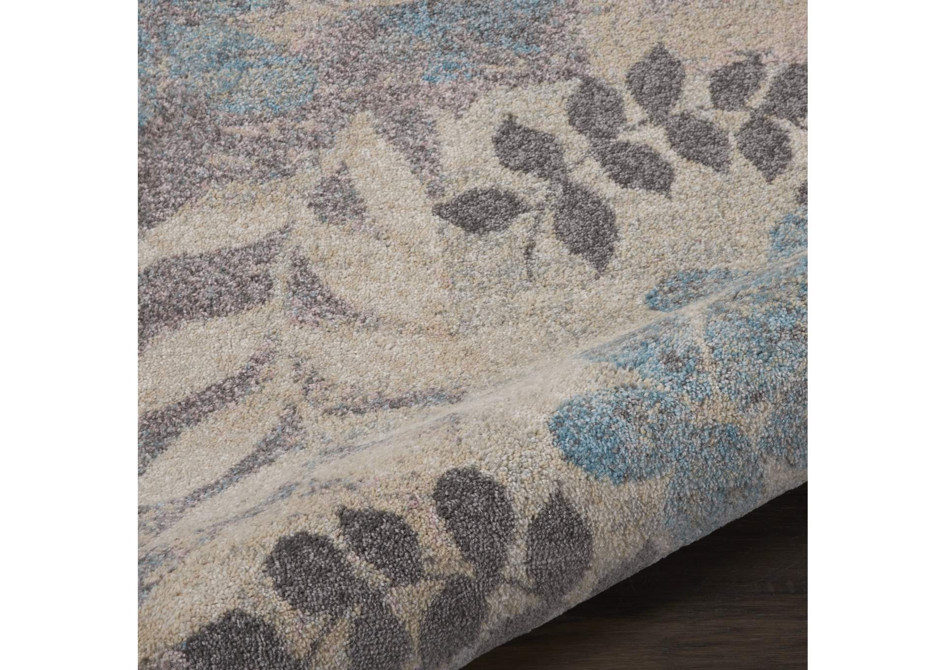 Nourison Tranquil 7' Runner White and Blue Farmhouse Hallway Rug,Nourison