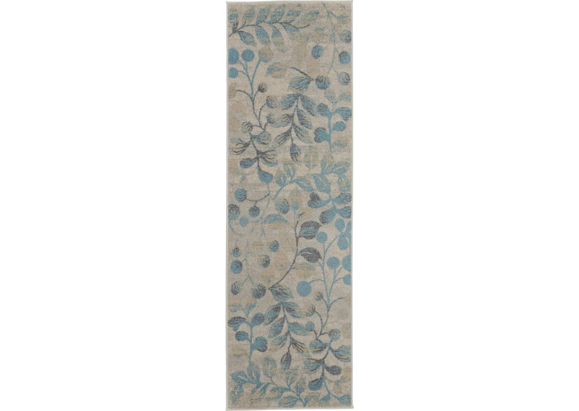 Nourison Tranquil TRA03 Turquoise and Beige 7' Runner Hallway Rug,Nourison