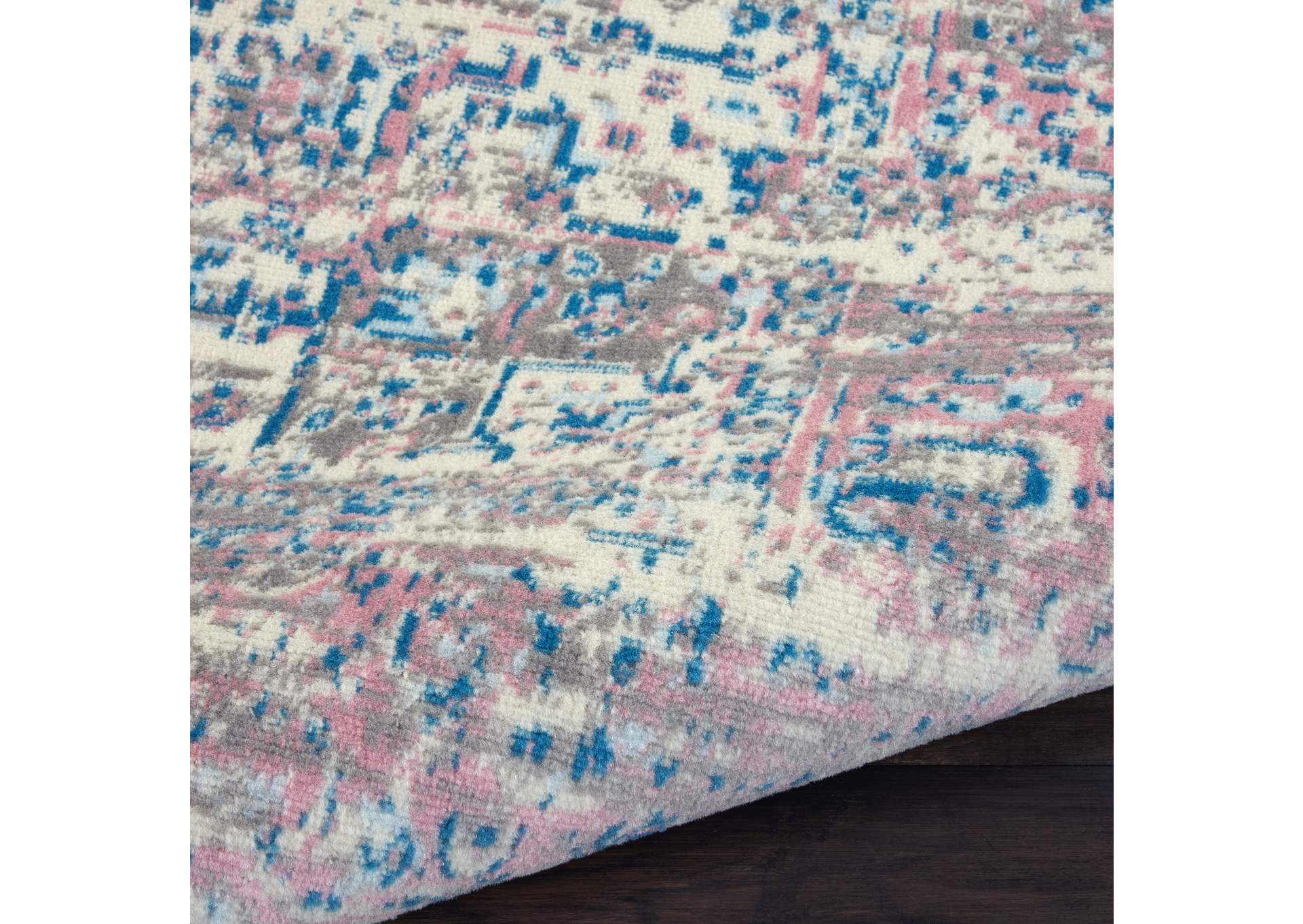 Nourison Grafix GRF14 White and Pink 12' Runner Hallway Rug,Nourison