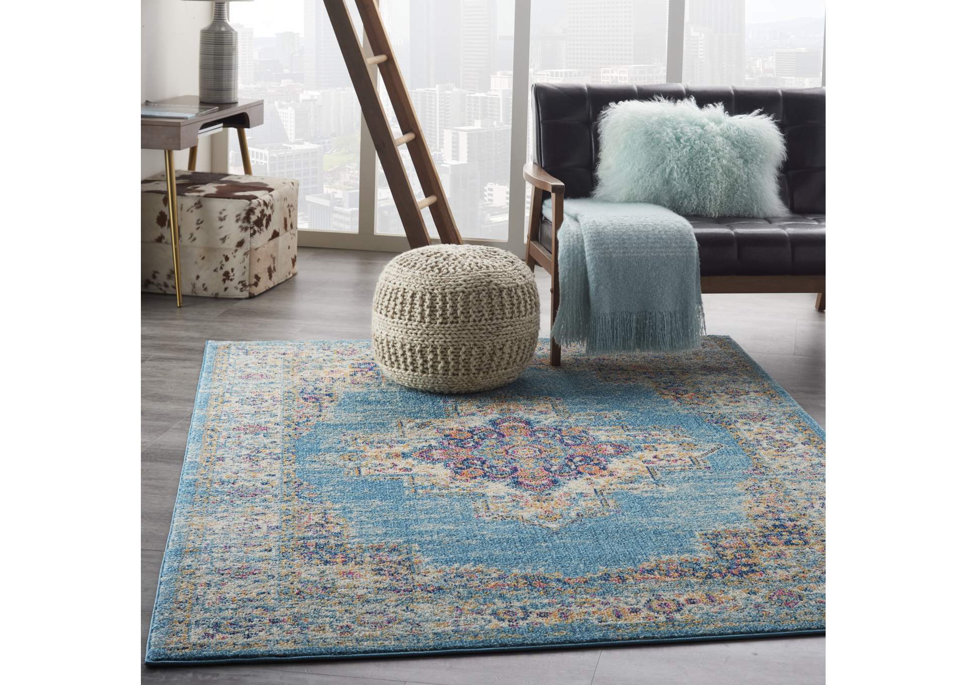 Nourison Passion 5' x 7' Ivory Light Blue Area Rug,Nourison