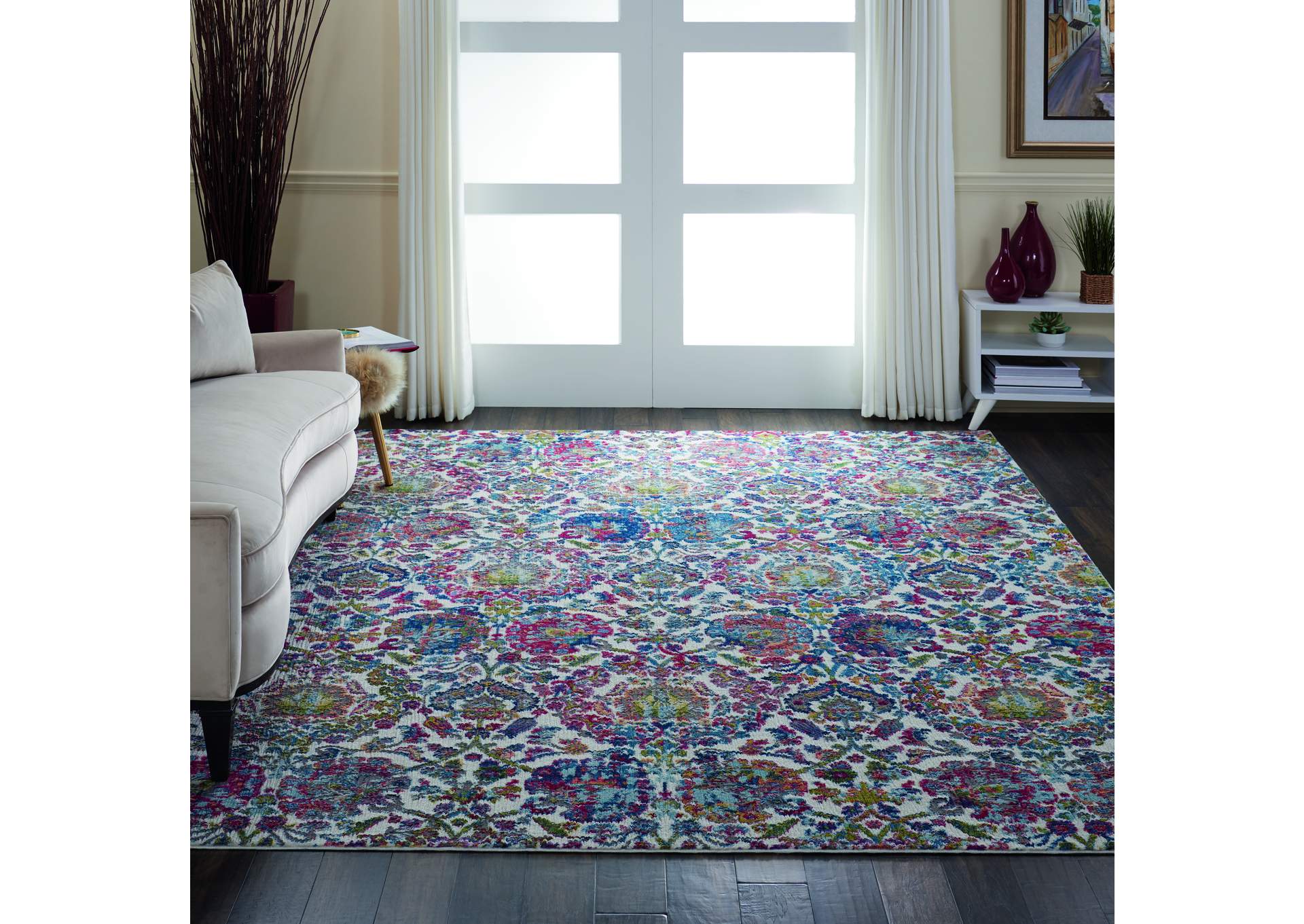 Nourison Ankara Global ANR06 Blue and Ivory 9'x12' Oversized Low-pile Rug,Nourison