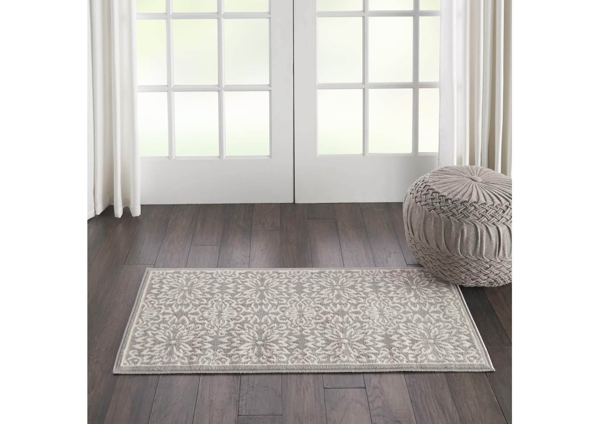 Nourison Jubilant 2' x 4' Small Grey Floral Area Rug,Nourison