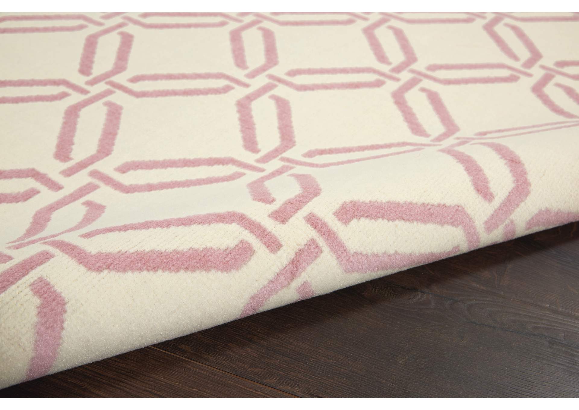 Nourison Jubilant JUB17 White and Pink 4'x6' Mid-century Area Rug,Nourison