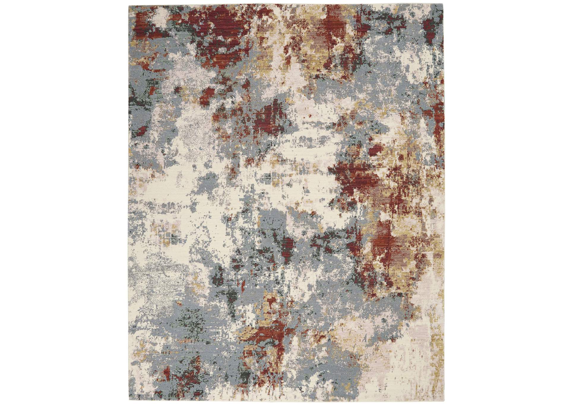 Nourison Artworks ATW01 Grey and Red 8'x10' Abstract Area Rug,Nourison
