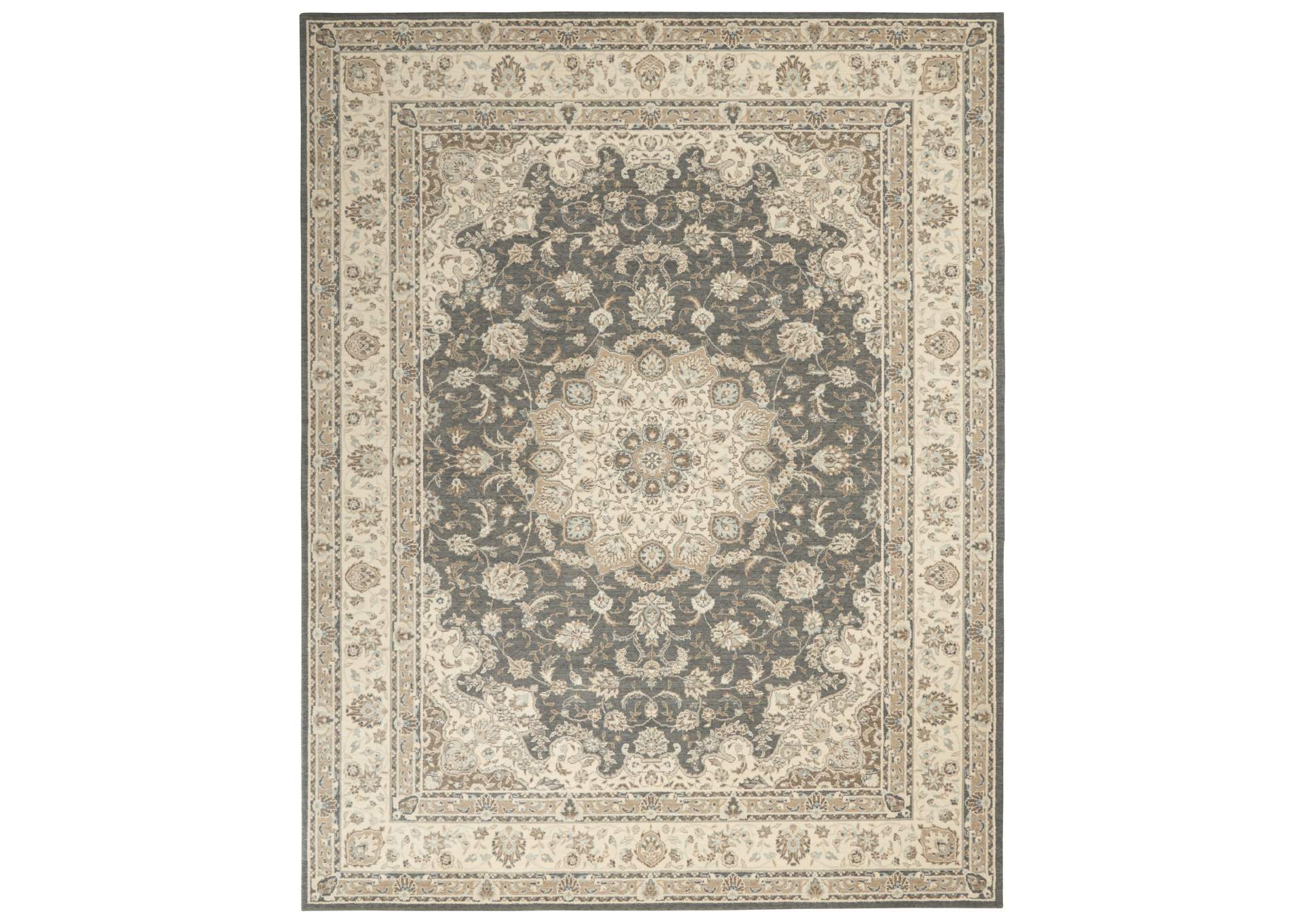 Nourison Living Treasures 10' x 14' Grey and Ivory Area Rug,Nourison
