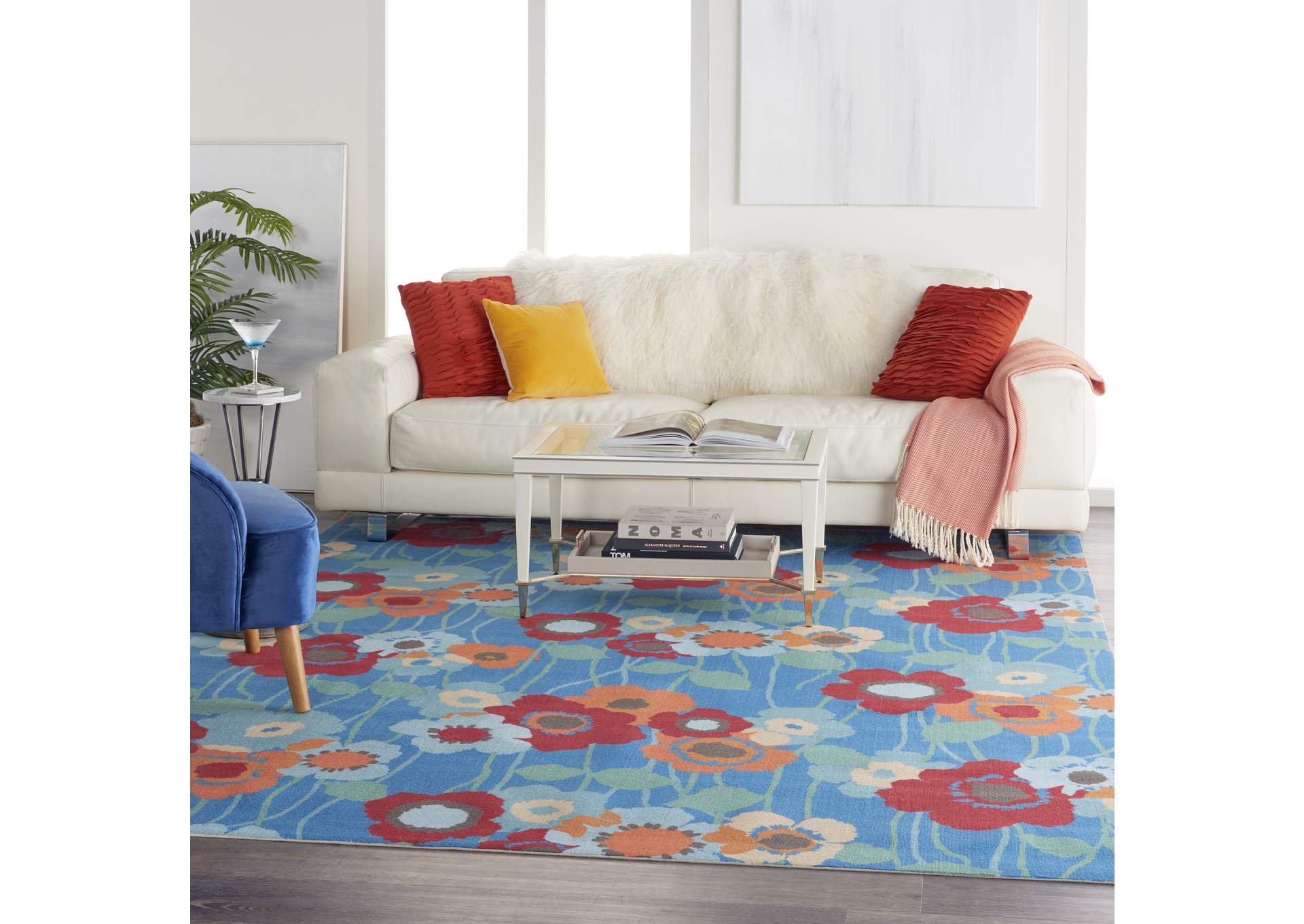 Waverly Sun N Shade SND27 Blue 8'x11' Rug,Nourison