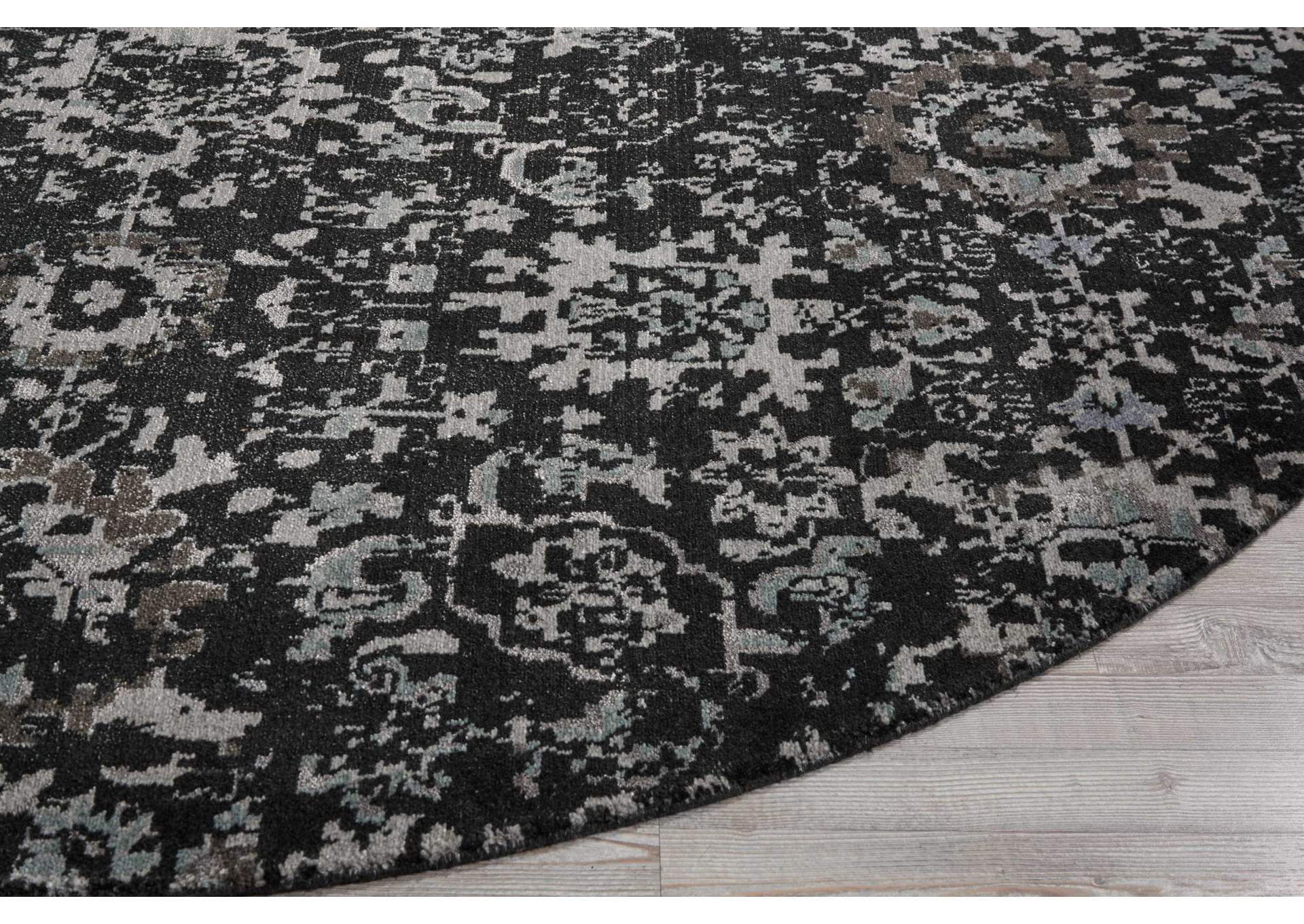 Nourison Twilight TWI13 Black and Grey 8' Round Large Rug,Nourison