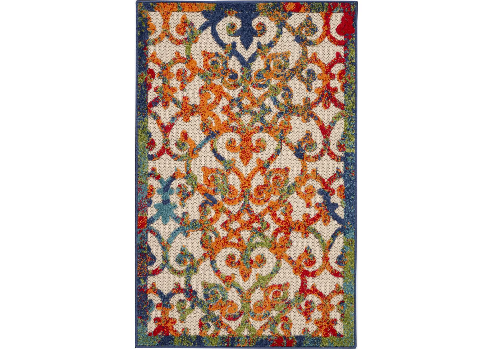 Nourison Aloha ALH21 3'x4' Multicolor Easy-care Indoor-outdoor Rug,Nourison