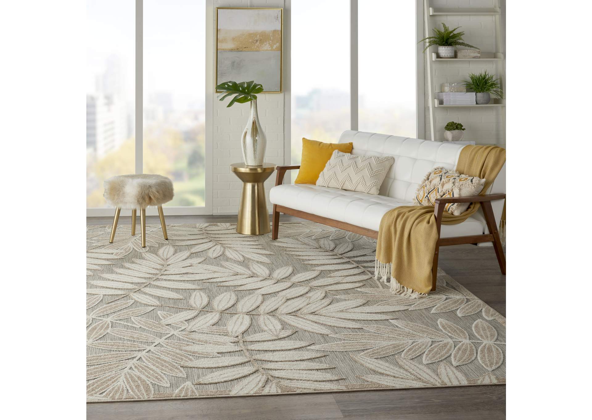 Nourison Aloha 7'x10' Cream Patio Area Rug,Nourison
