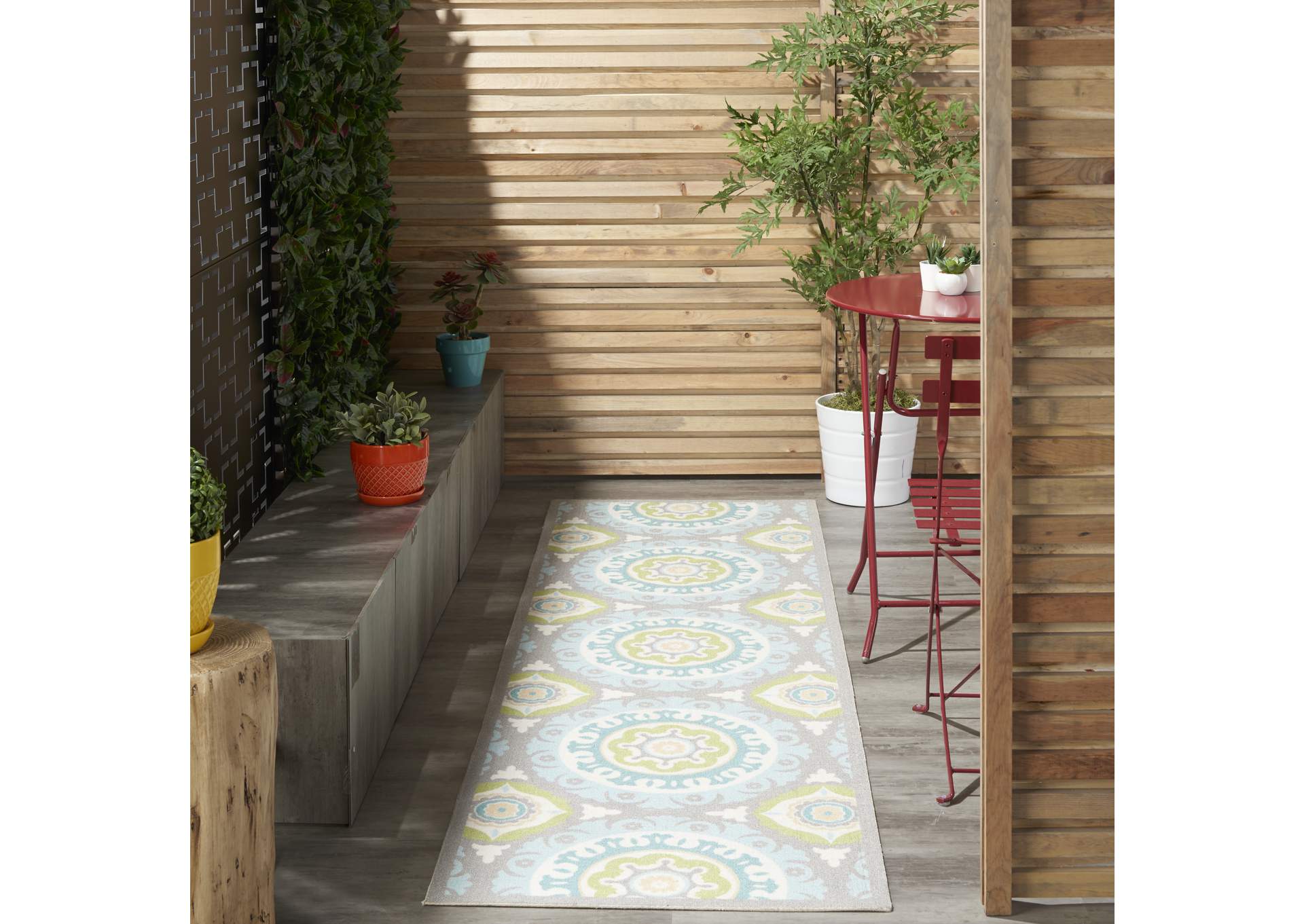Waverly Sun N Shade SND16 Green 8' Runner Hallway Rug,Nourison
