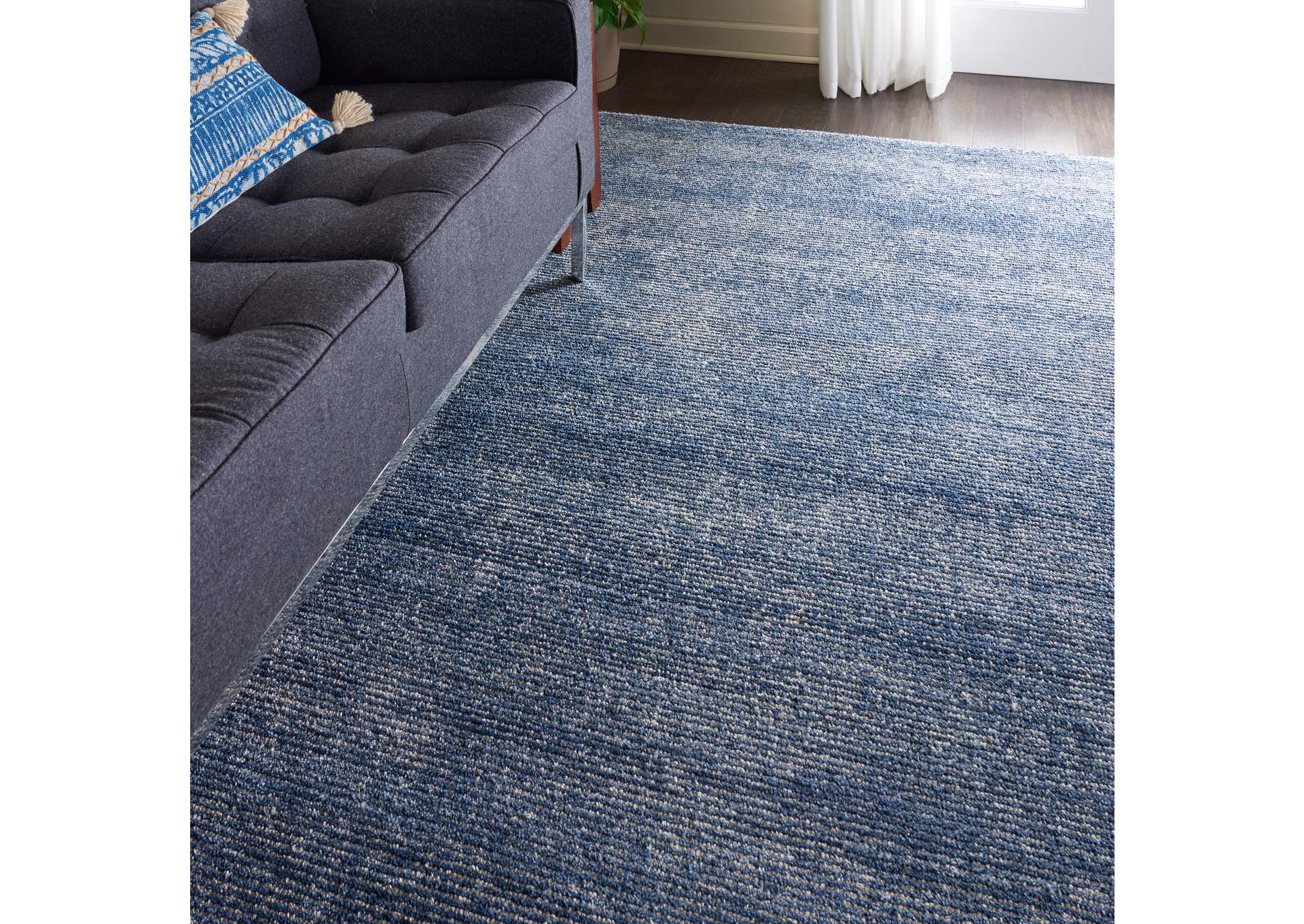 Nourison Weston WES01 Blue 8'x11' Oversized Textured Rug,Nourison
