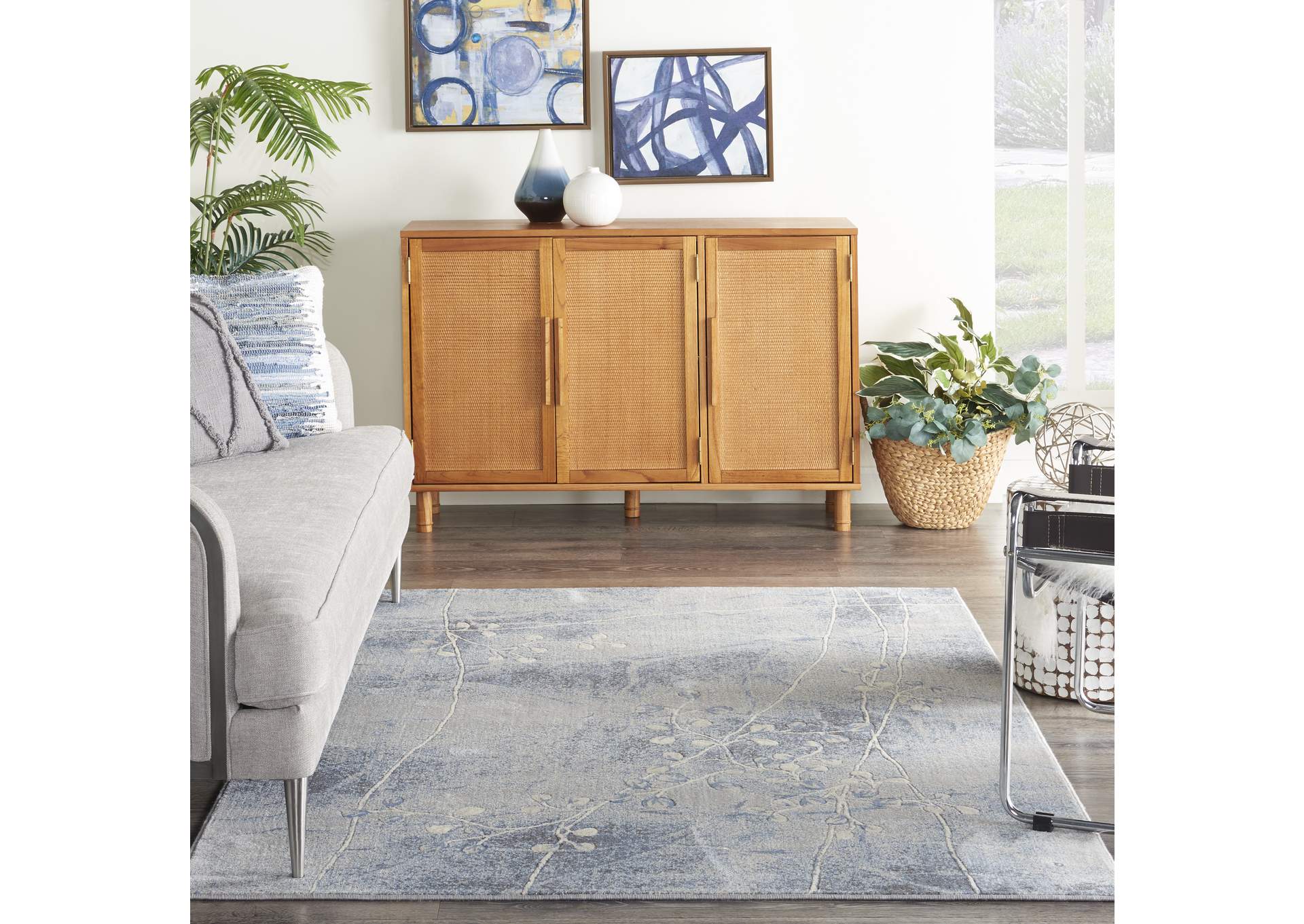 Nourison Somerset ST74 Grey and Blue 5'x8' Area Rug,Nourison