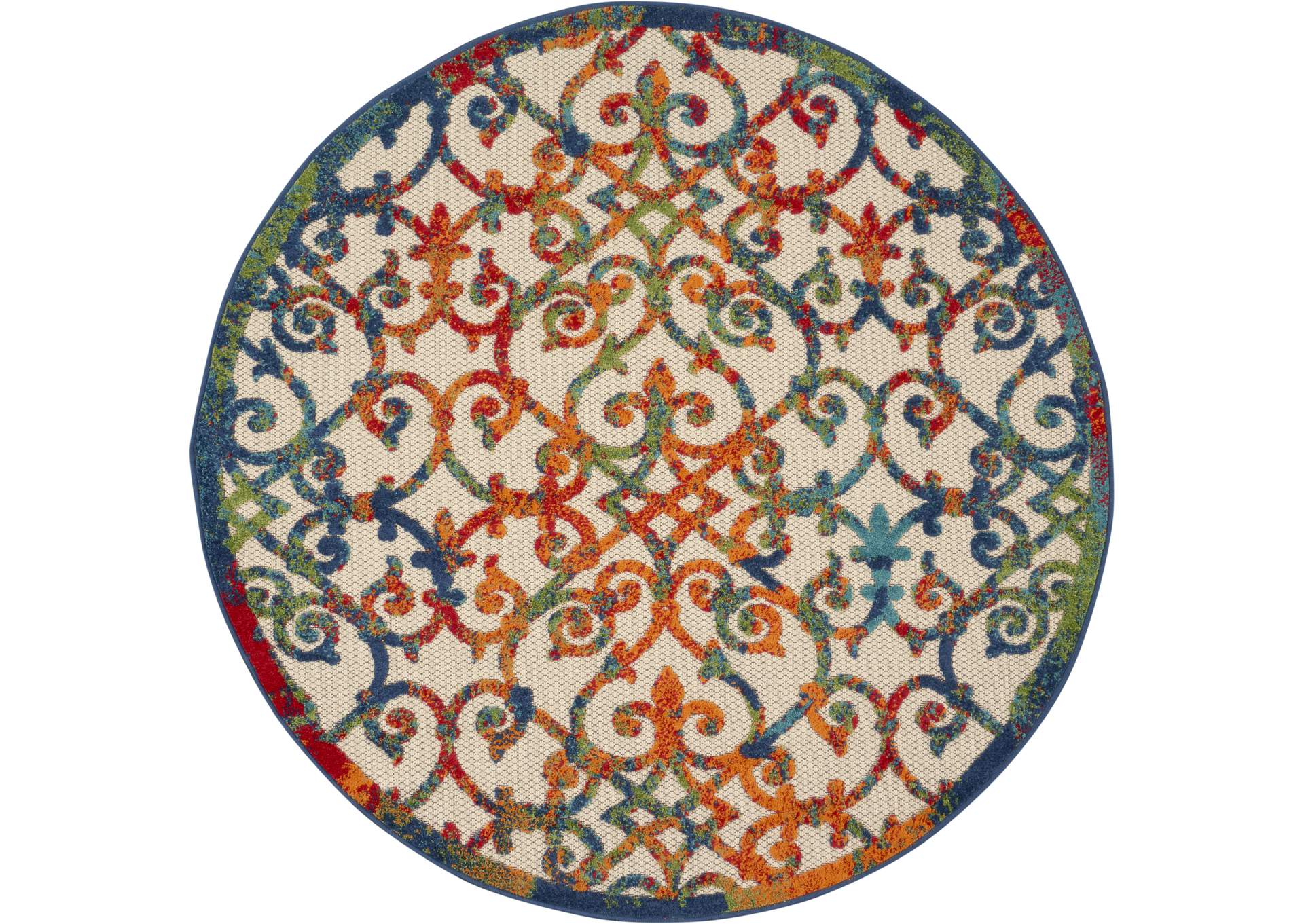 Nourison Aloha ALH21 5' Round Multicolor Easy-care Indoor-outdoor Rug,Nourison