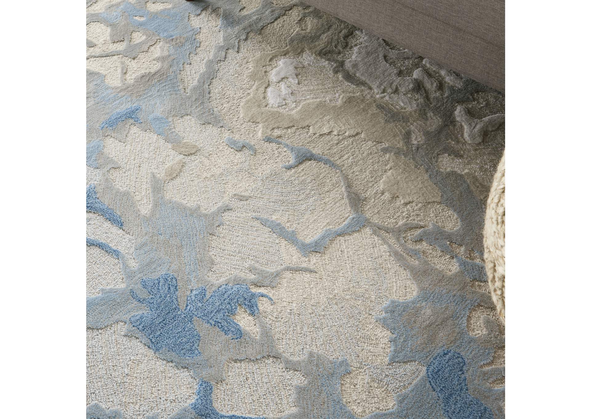Nourison Symmetry SMM07 Beige and Blue 4'x6' Area Rug,Nourison