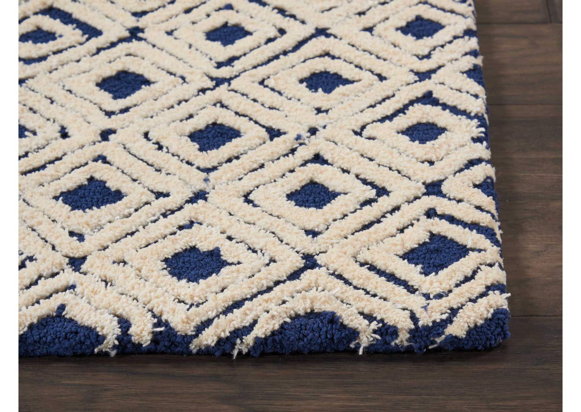 Nourison Deco Mod DEC02 Navy/Ivory 8' Runner Hallway Rug,Nourison