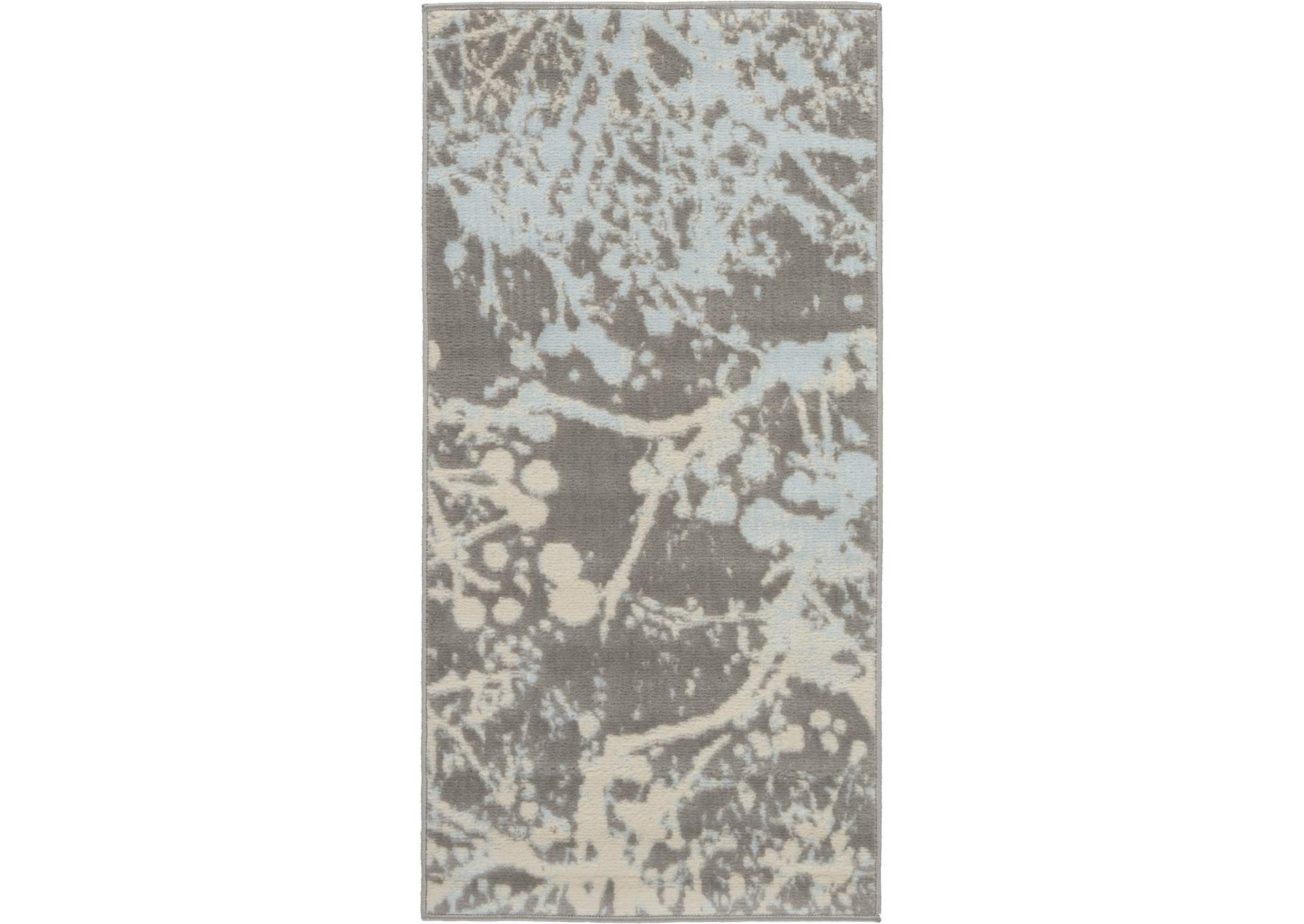 Nourison Jubilant 2' x 4' Small Grey and Blue Nature-inspired Area Rug,Nourison