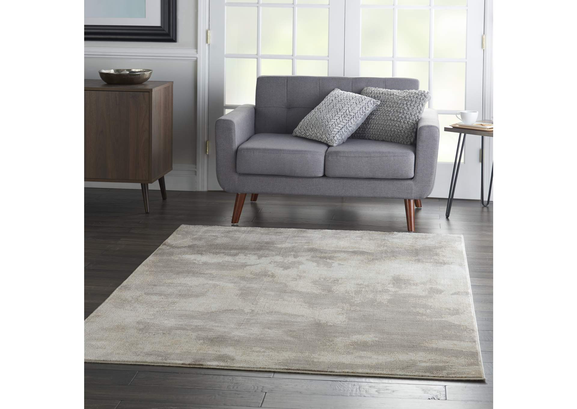 Nourison Etchings 5'3" x 7'3" Grey Abstract Area Rug,Nourison