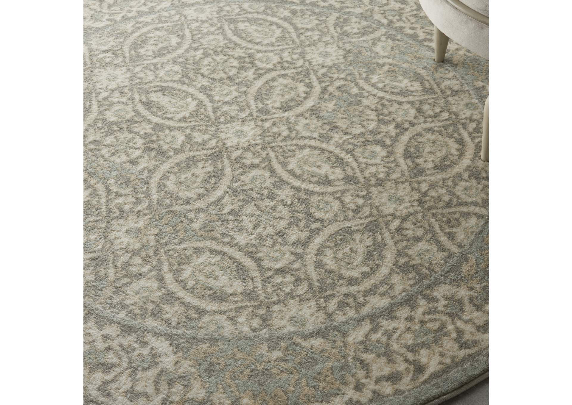 Nourison Euphoria EUP05 Grey 5' Round Area Rug,Nourison