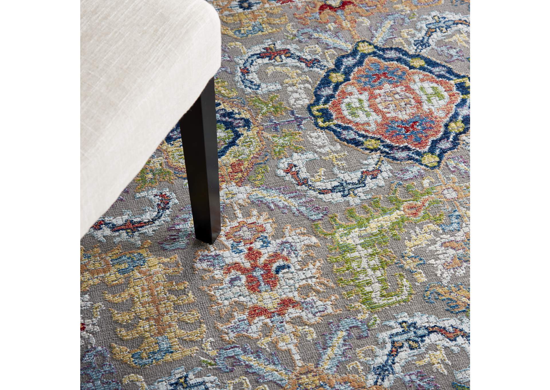 Nourison Ankara Global ANR12 Grey Multicolor 4'x6' Persian Area Rug,Nourison