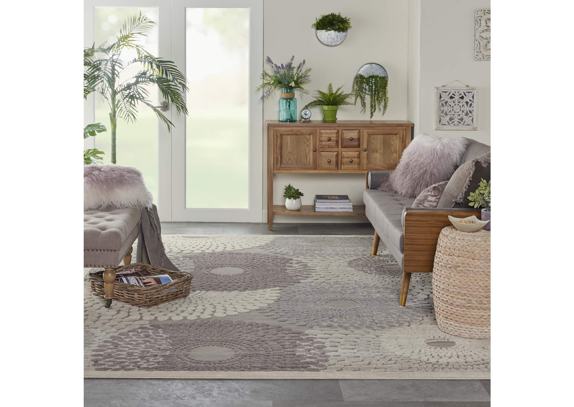 Nourison Graphic Illusions GIL04 Grey 8'x11' Rug,Nourison
