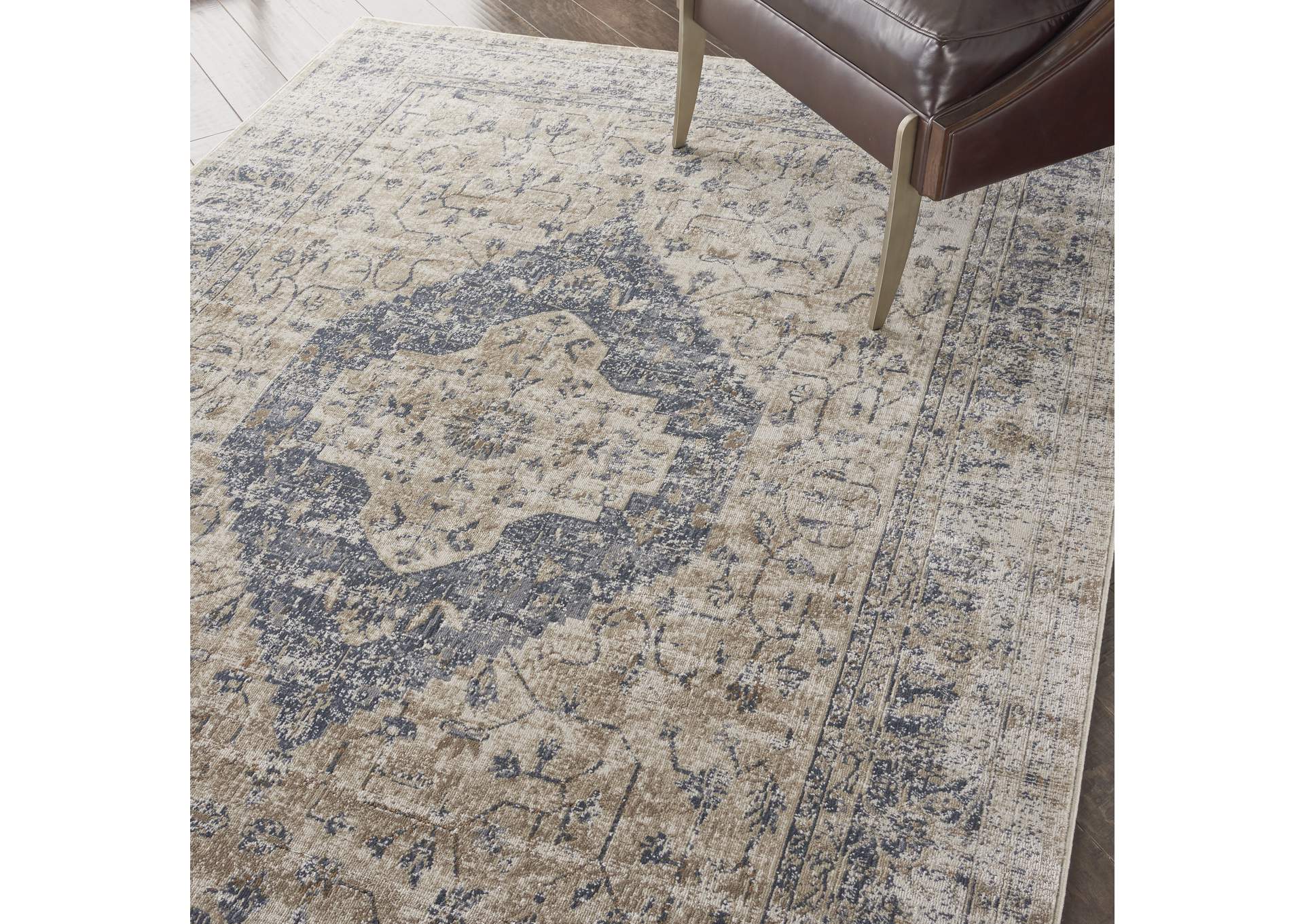 Malta by kathy ireland Home MAI11 Ivory/Blue 4'x6' Area Rug,Nourison