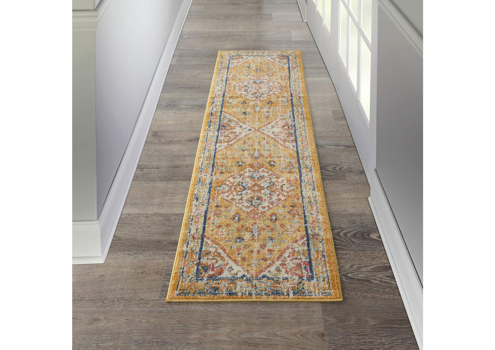 Nourison Passion 8' Runner Ivory and Yellow Area Rug,Nourison