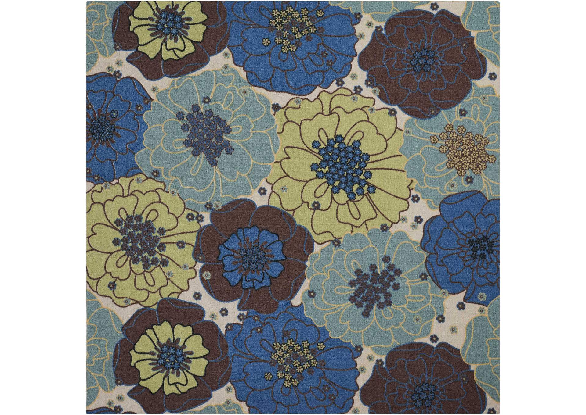 Nourison Home & Garden RS021 Blue 9' Square Rug,Nourison