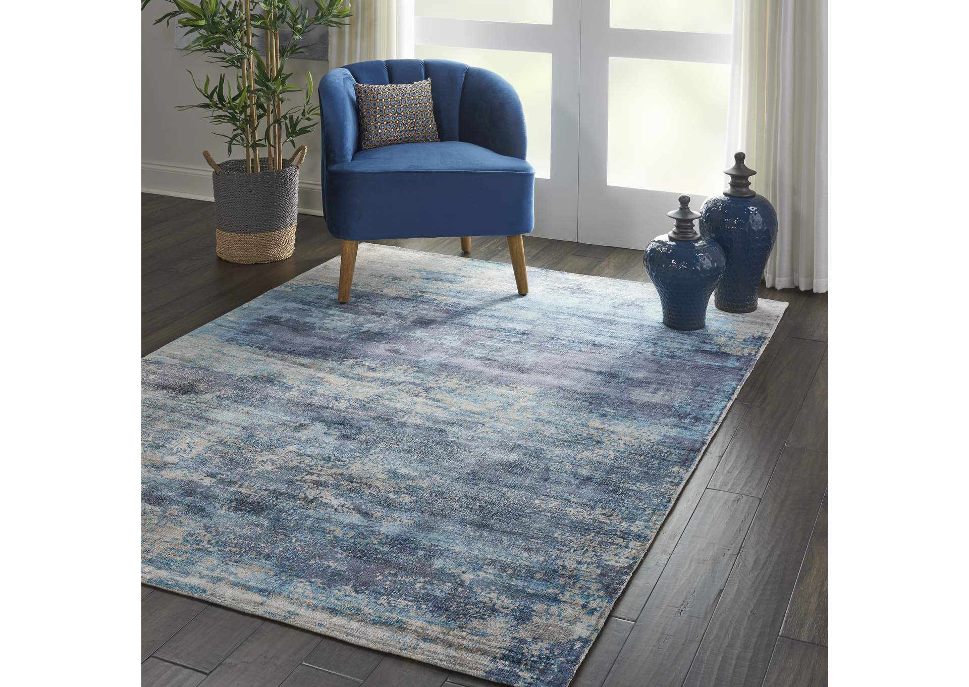 kathy ireland Home Safari Dreams KI374 Blue 5'x8' Area Rug,Nourison