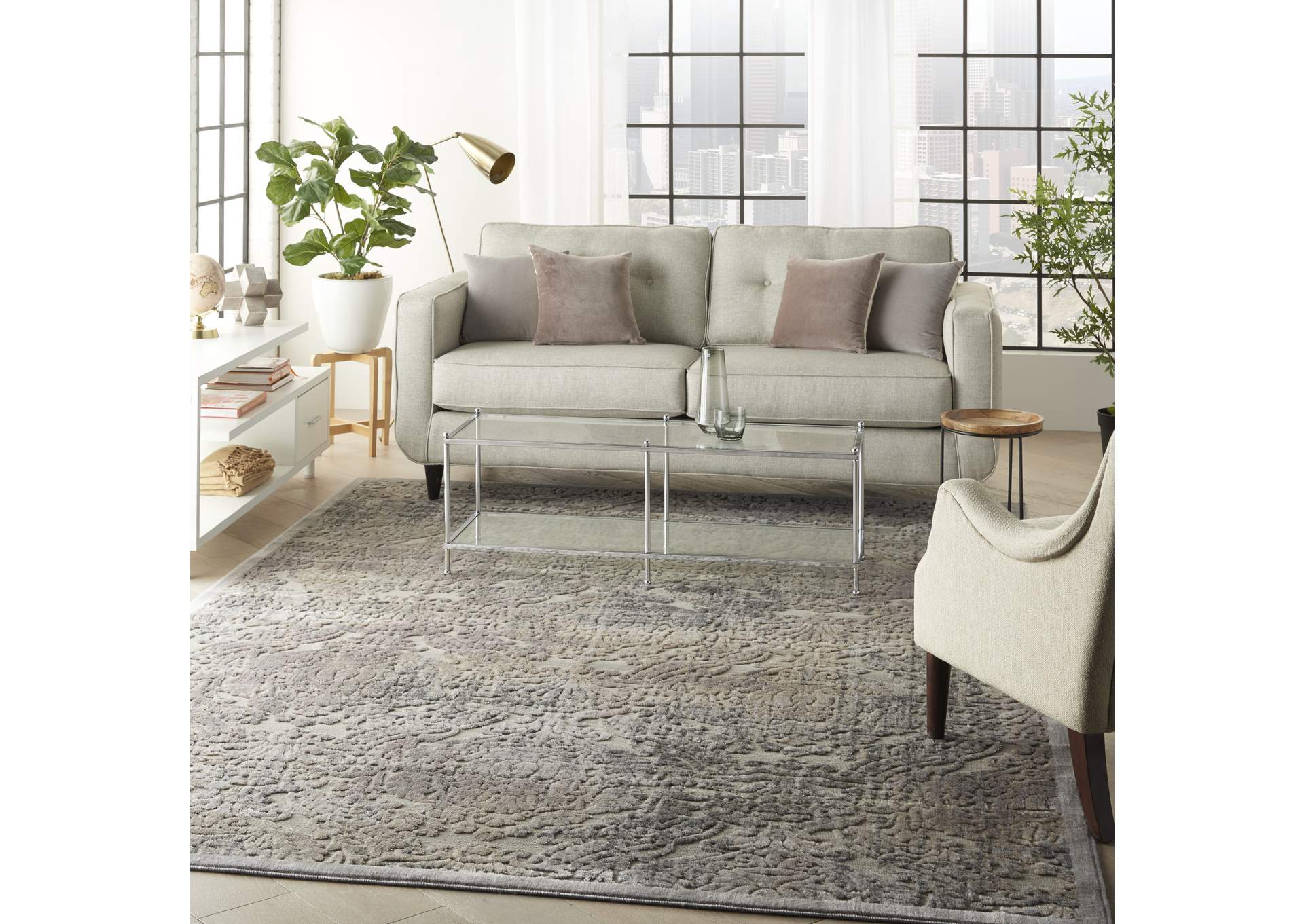 Nourison Graphic Illusions GIL09 Grey 8'x11' Rug,Nourison