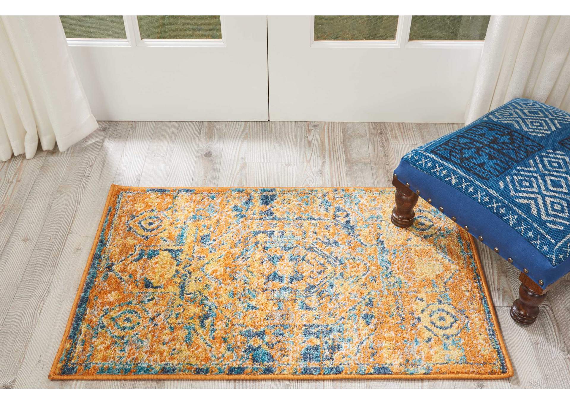 Nourison Passion 2' X 3' Orange and Blue Turkish Area Rug,Nourison