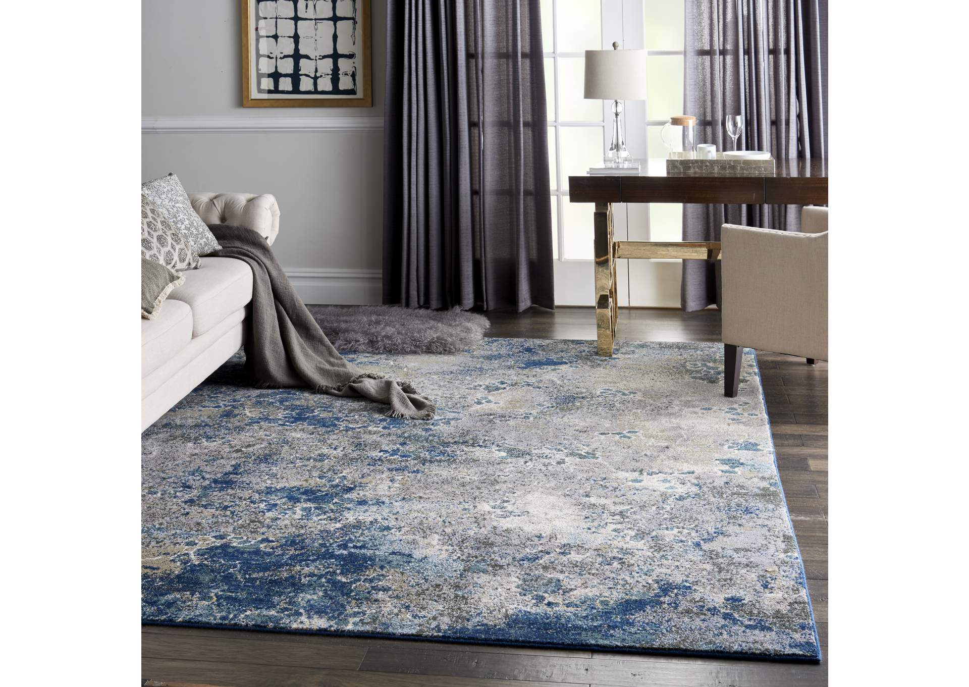 Nourison Artworks ATW02 Blue and Grey 10'x13' Rug,Nourison