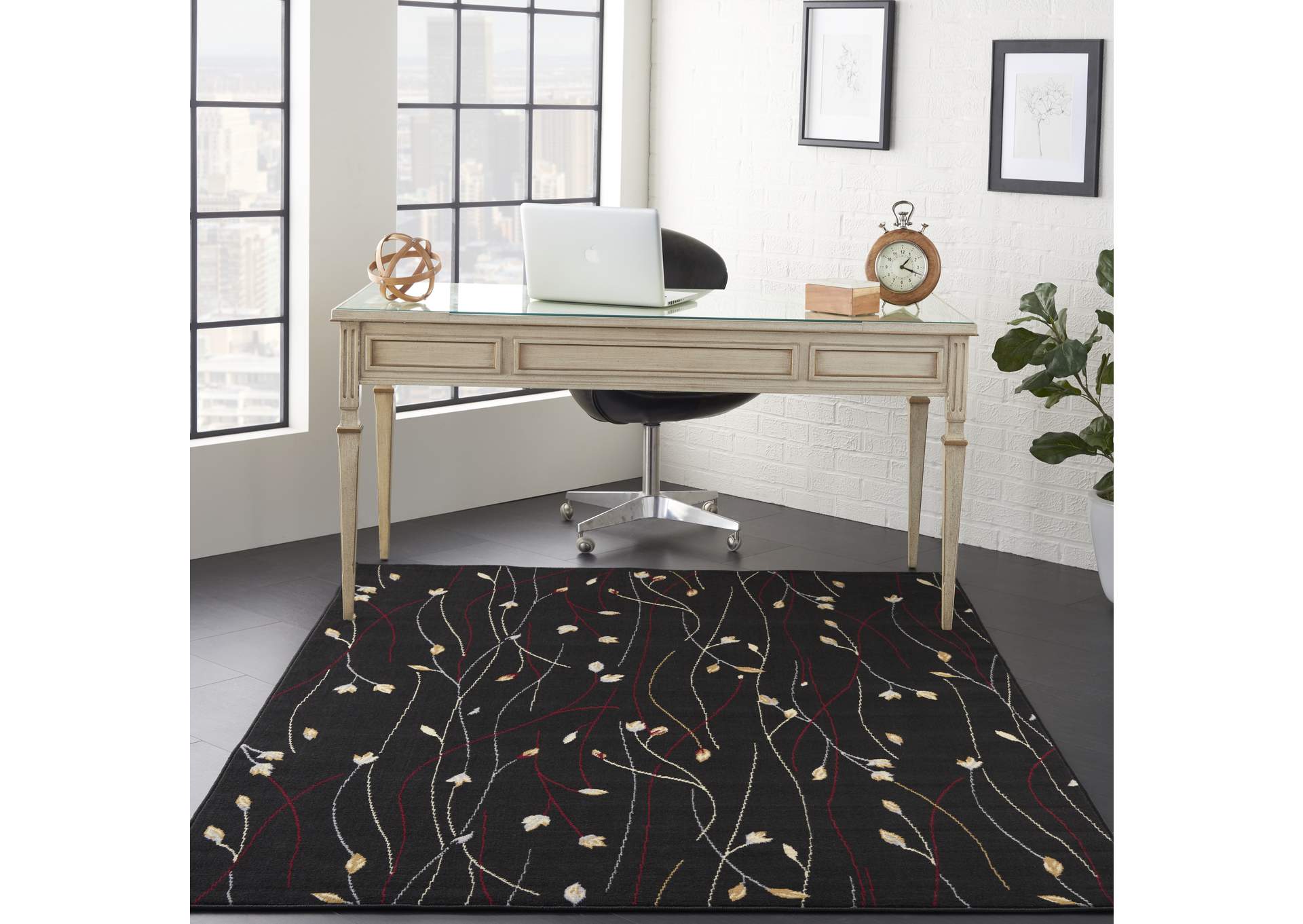 Nourison Grafix GRF15 Black 5'x7' Area Rug,Nourison