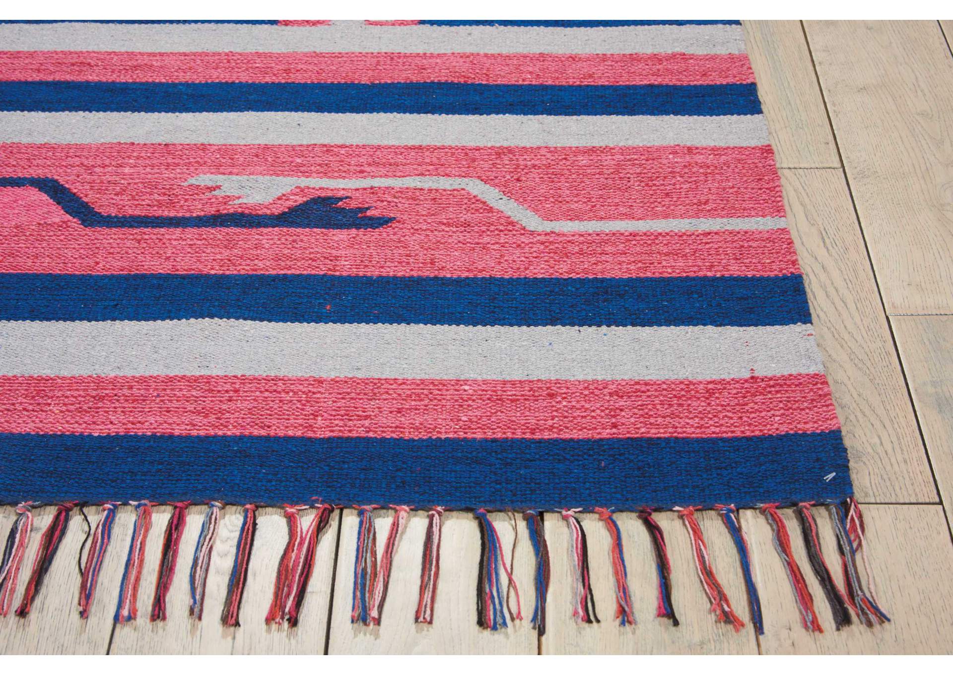 Nourison Baja BAJ01 Pink and Blue 7'x10' Large Flat Weave Rug,Nourison