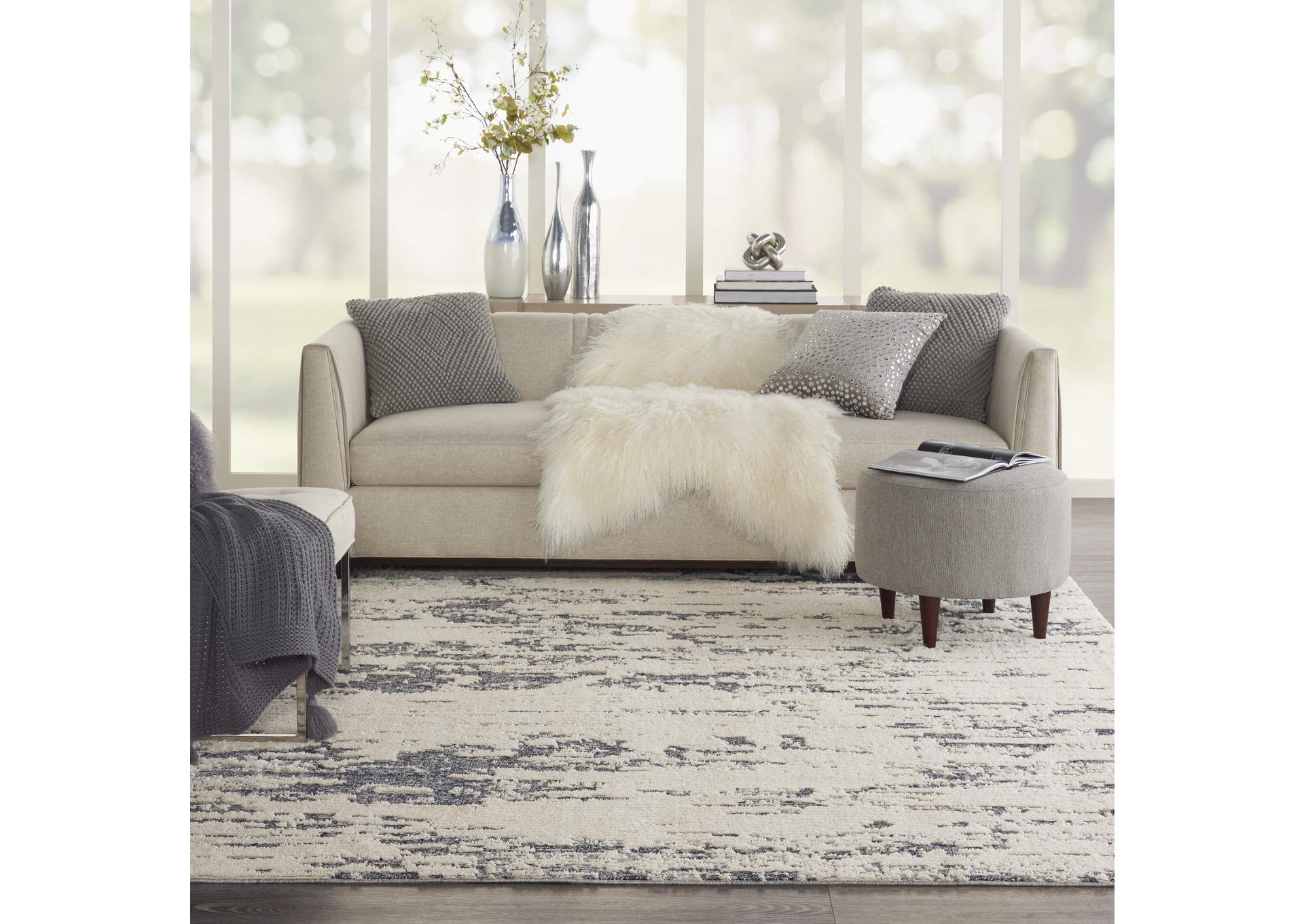 Nourison Zermatt 8' x 10' Blue Neutral Area Rug,Nourison