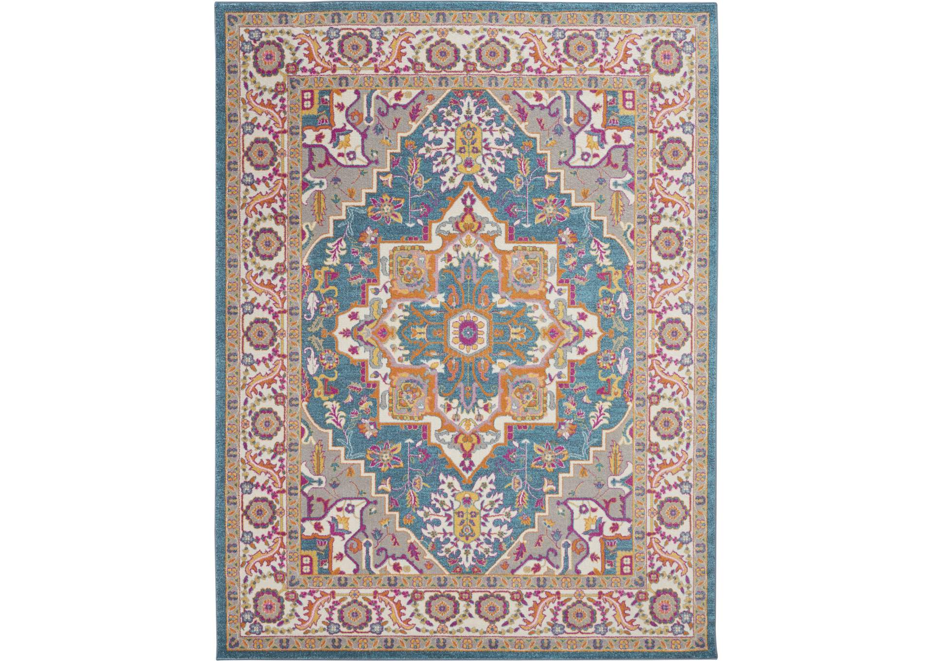 Nourison Passion PSN20 Teal Multicolor 7'x10' Large Rug,Nourison