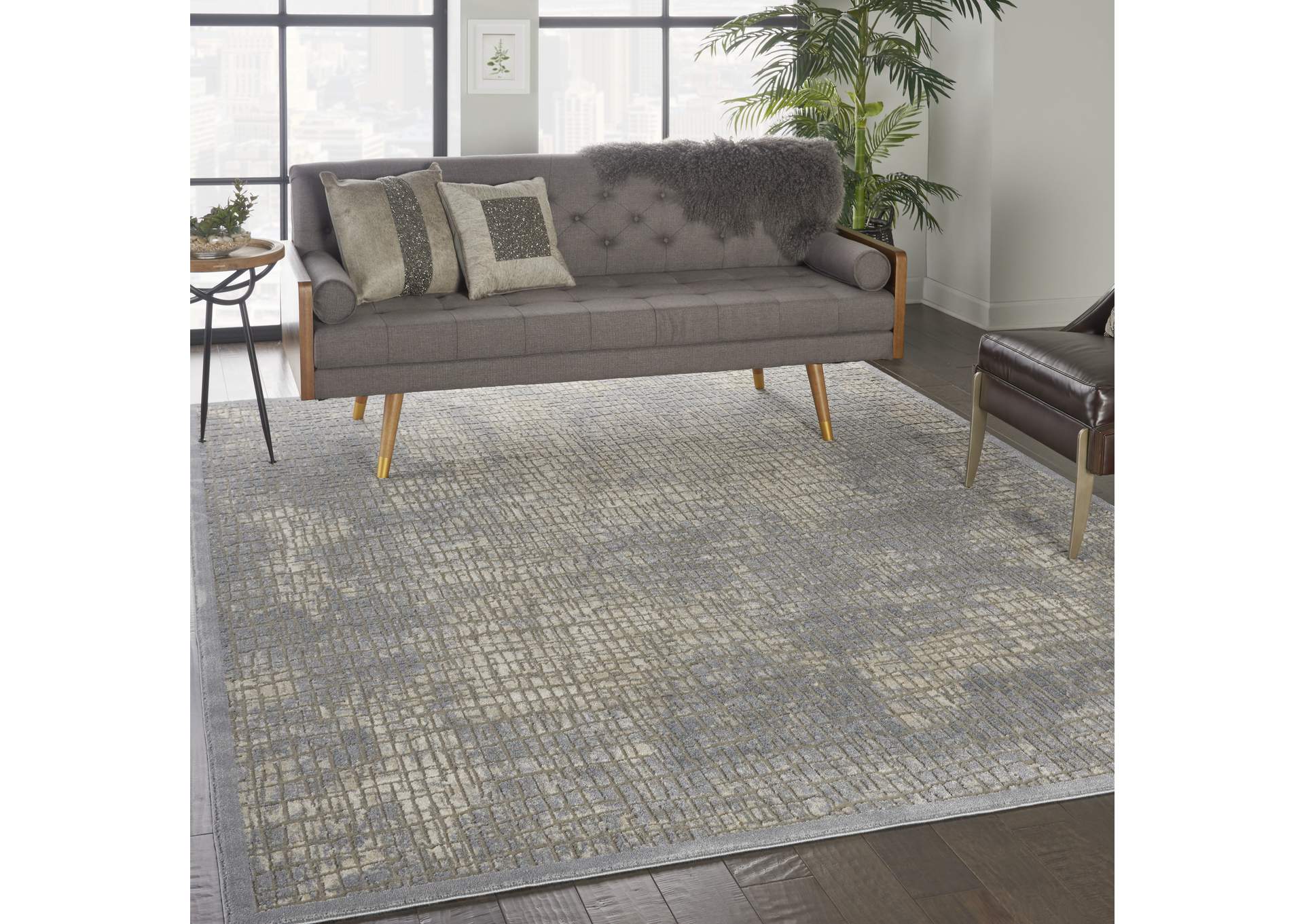 kathy ireland Home Sahara KI395 Charcoal and Beige 8'x11' Large Rug,Nourison