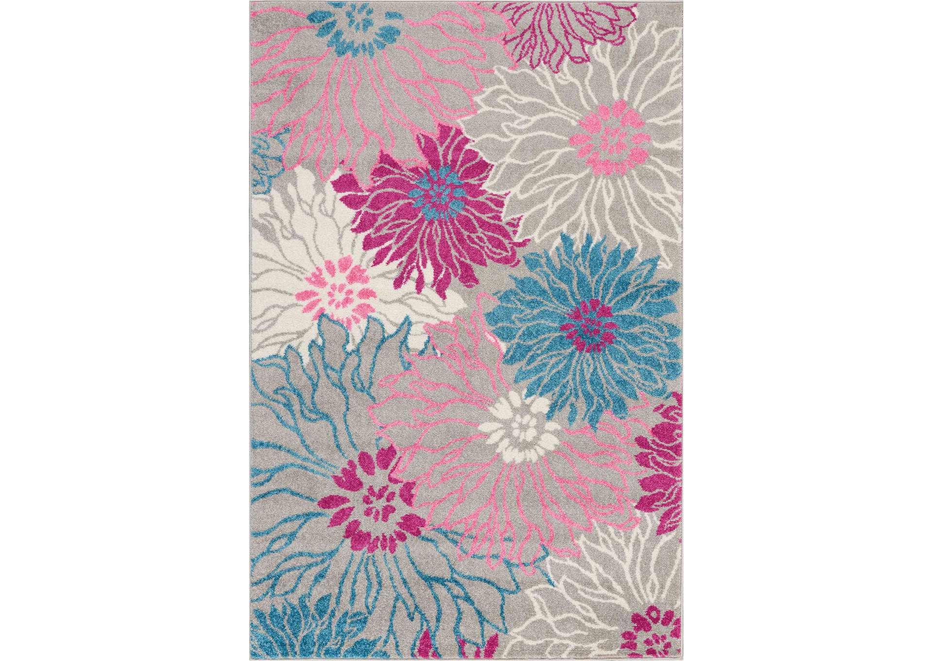 Nourison Passion PSN17 Pink and Grey 4'x6' Floral Area Rug,Nourison