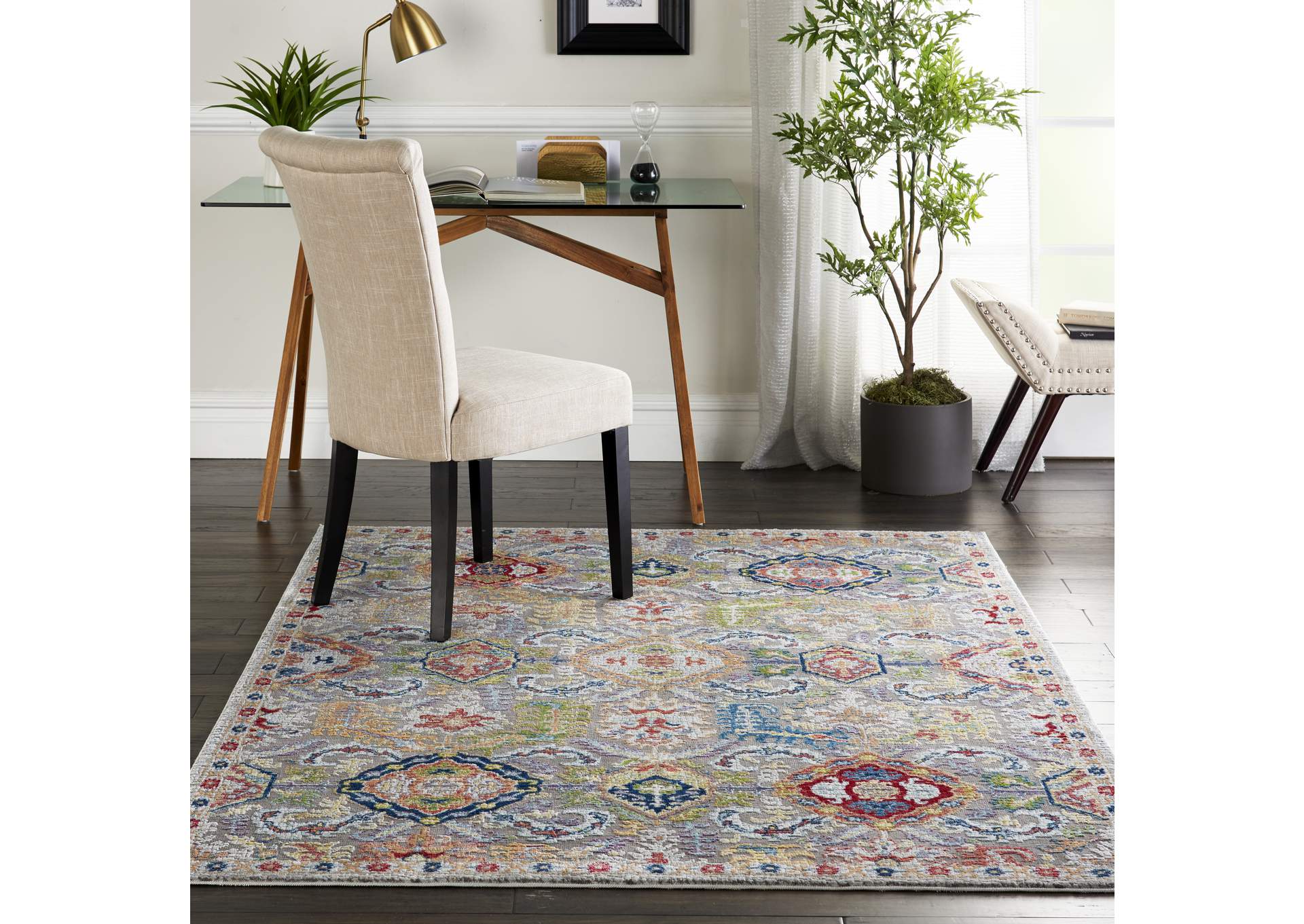 Nourison Ankara Global ANR12 Grey Multicolor 4'x6' Persian Area Rug,Nourison