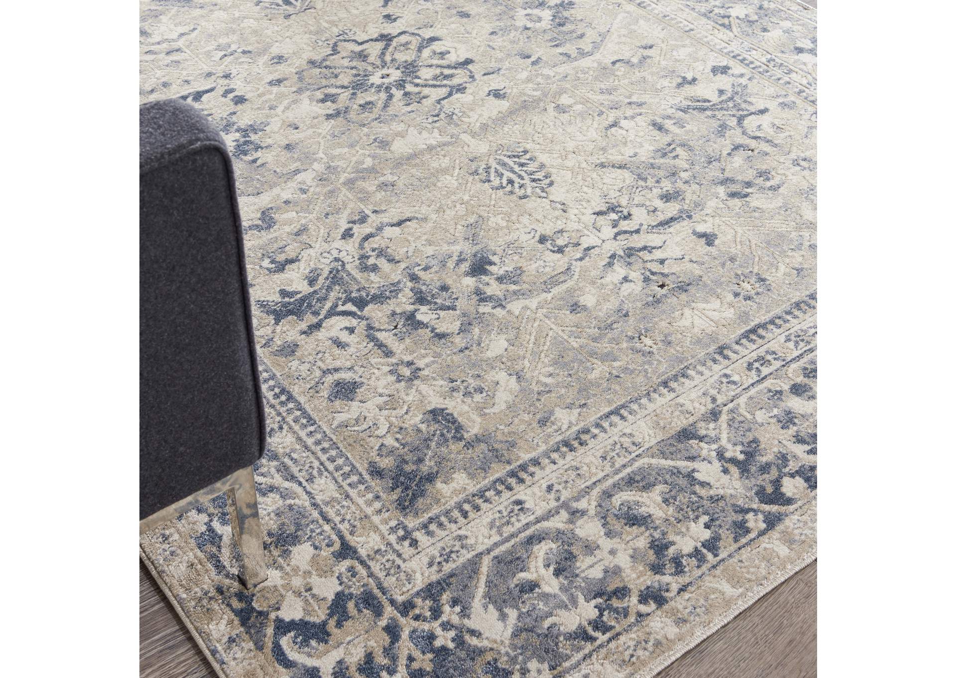 kathy ireland Home Malta MAI05 Blue and Ivory 5'x8' Area Rug,Nourison