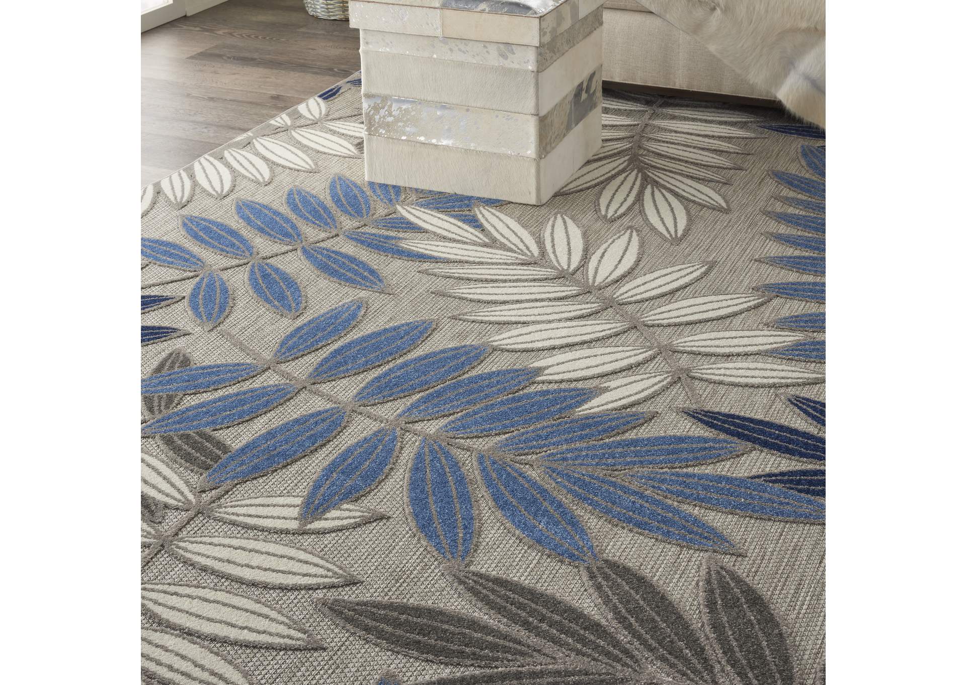 Nourison Aloha 8'x11' Blue Patio Area Rug,Nourison