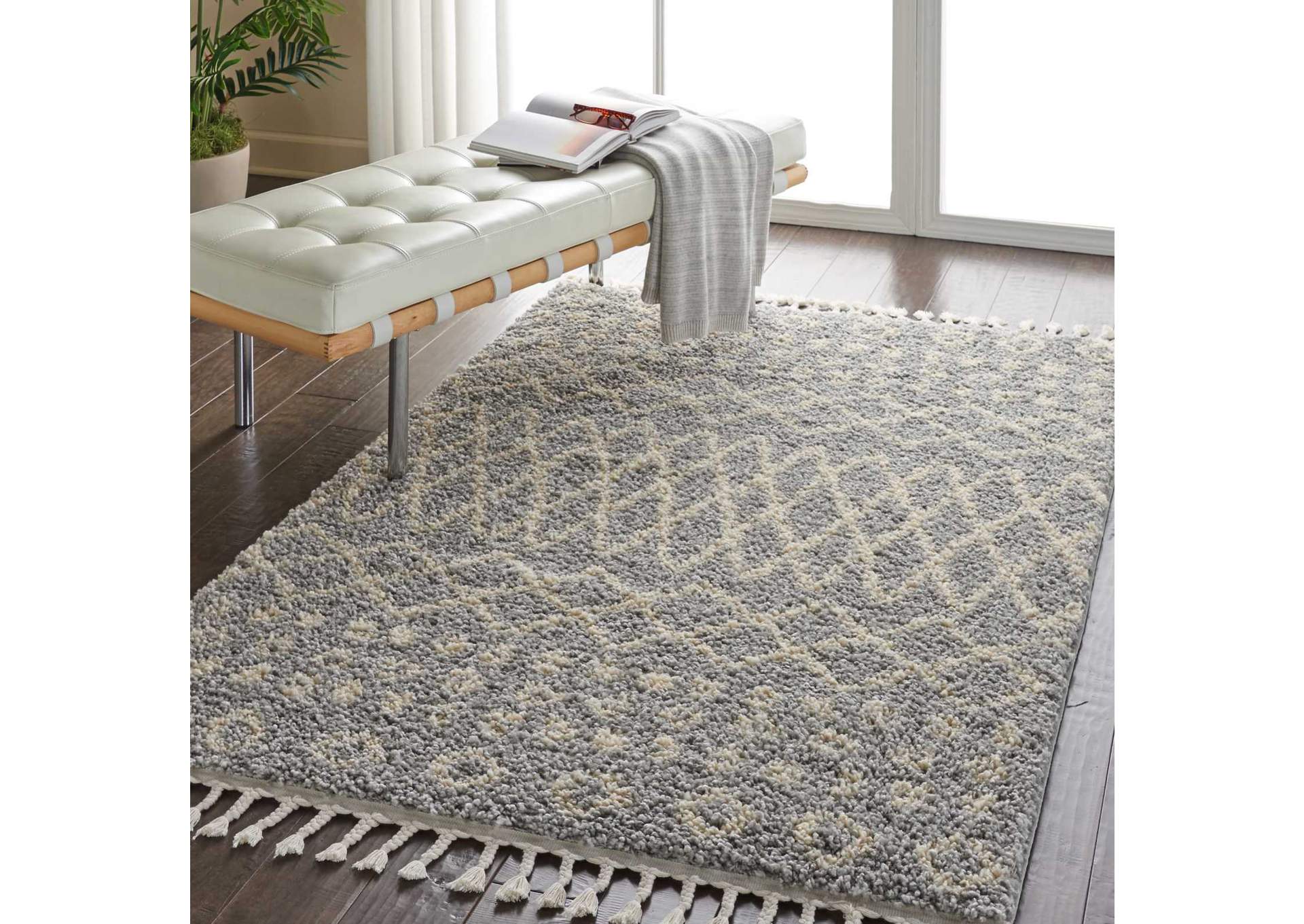 Nourison Moroccan Shag MRS02 Jute 5'x8' Plush Area Rug,Nourison