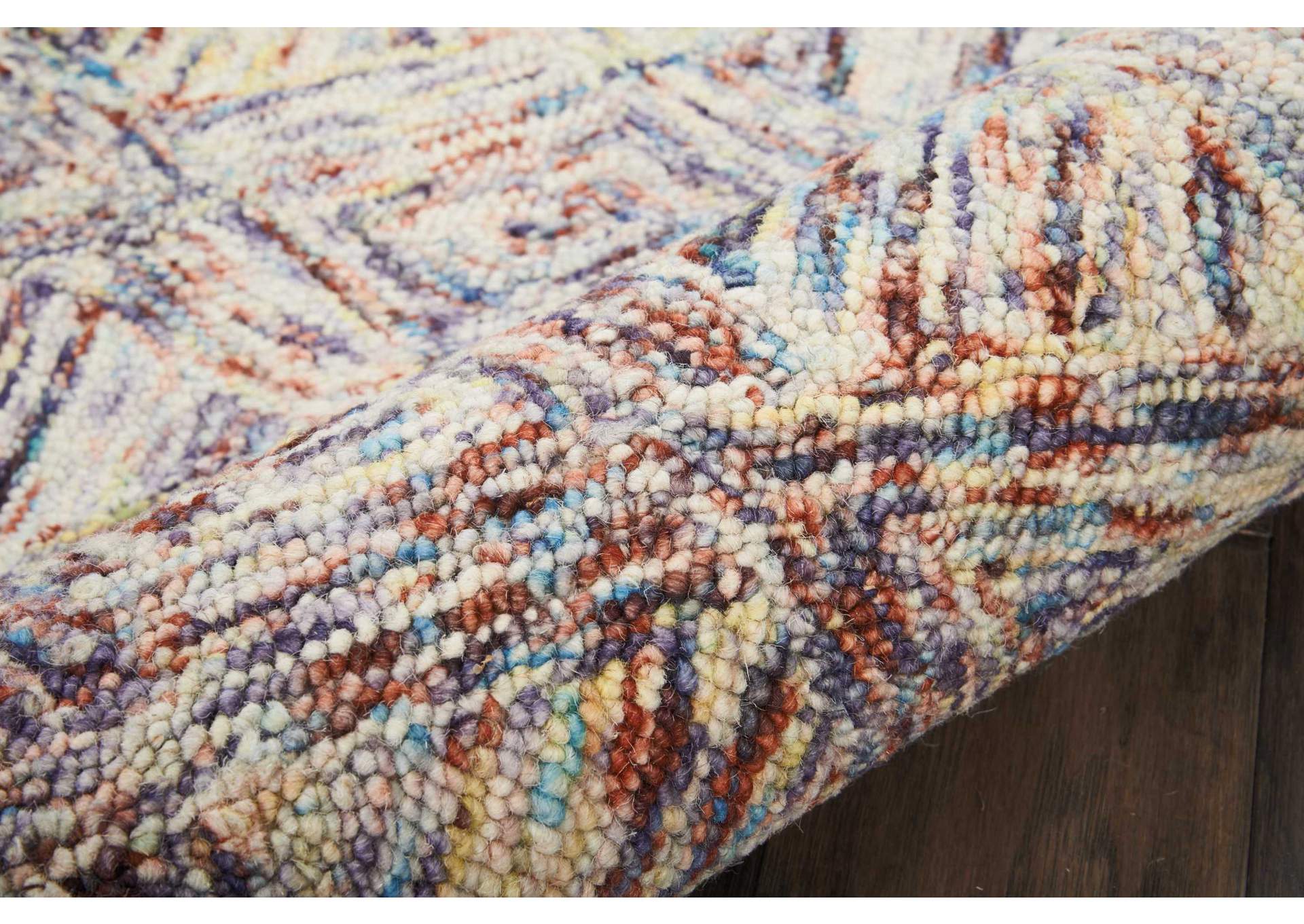 Nourison Linked Multicolor 8' Runner Wool Hallway Rug,Nourison