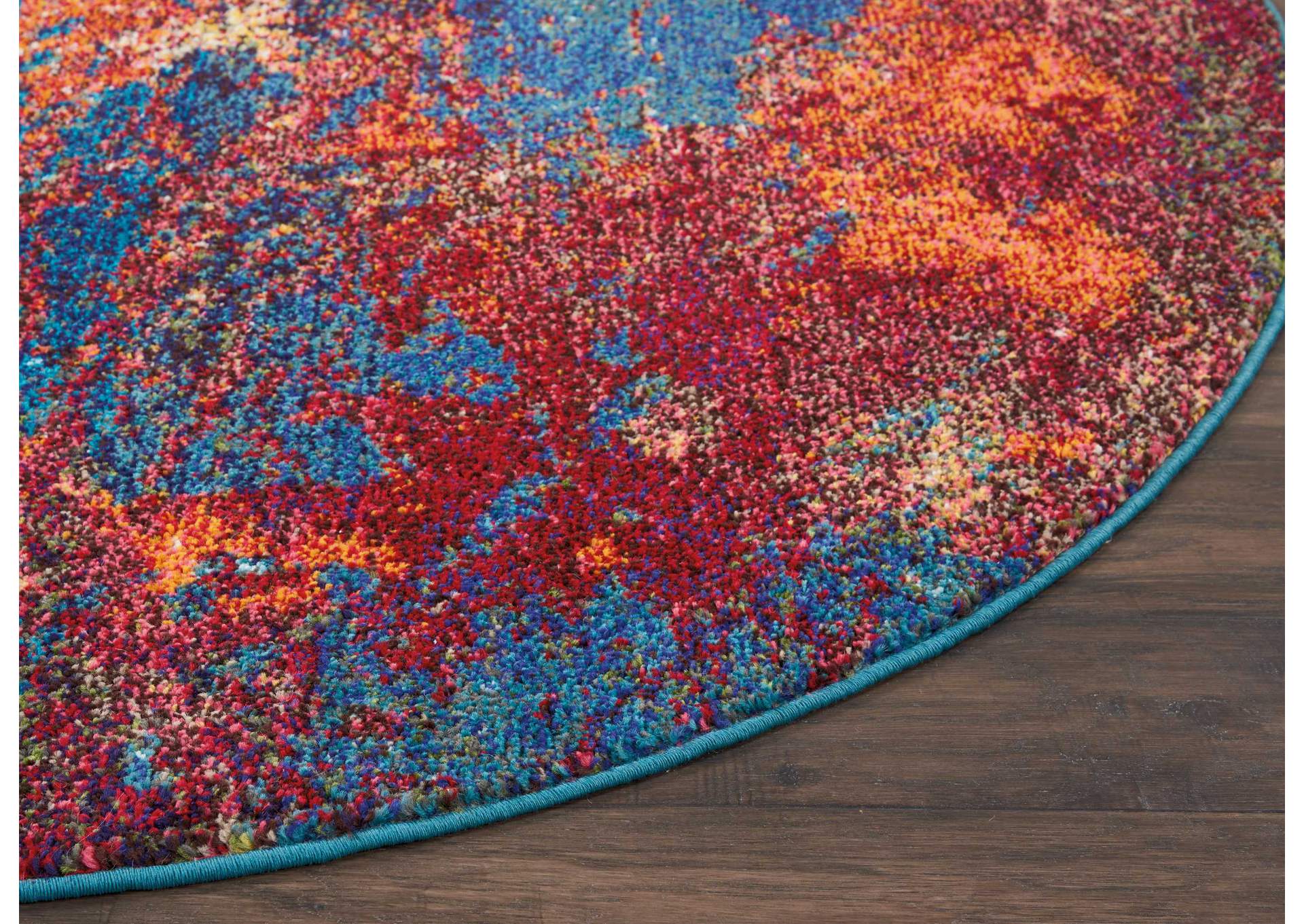 Nourison Celestial CES08 Blue and Red 5' Round Colorful Area Rug,Nourison