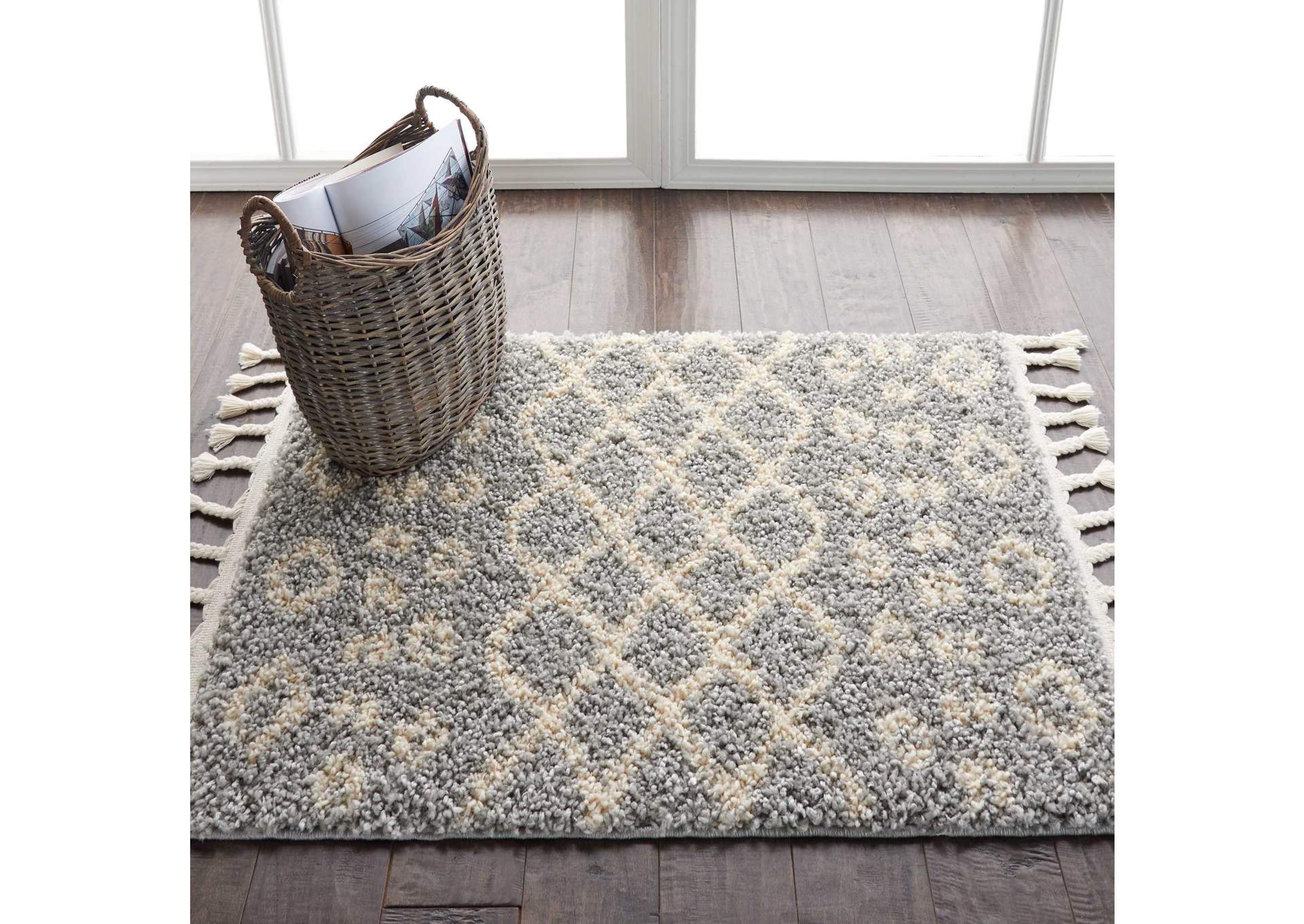 Nourison Moroccan Shag 2' X 4' Grey Plush Area Rug,Nourison
